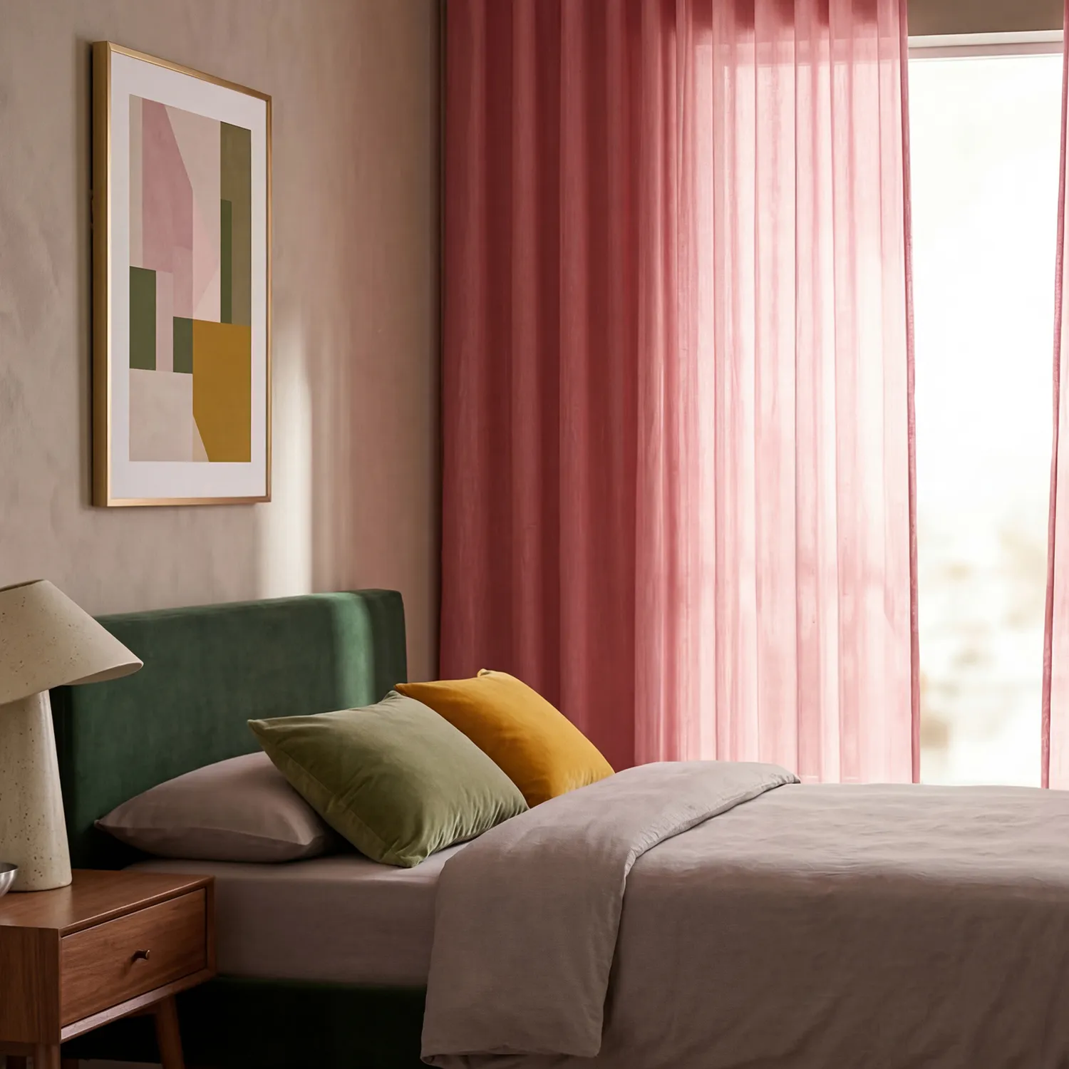 Curtains 2-pack - Cotton curtain Selena (terracotta)