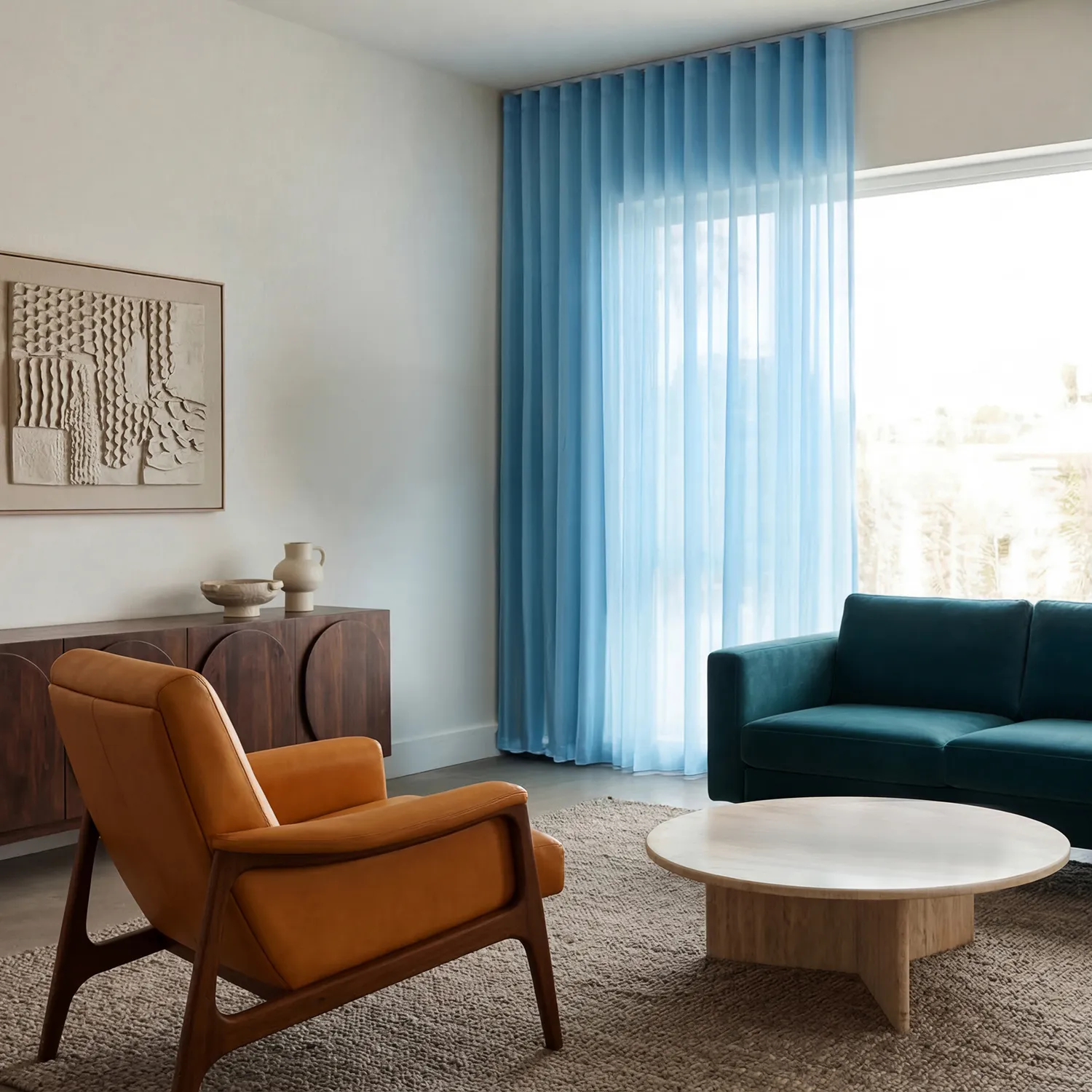 Curtains 2-pack - Cotton curtain Selena (turquoise)