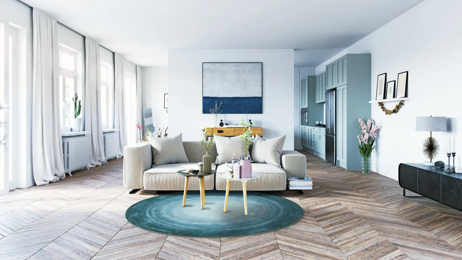 Round rug - Shade (turquoise)