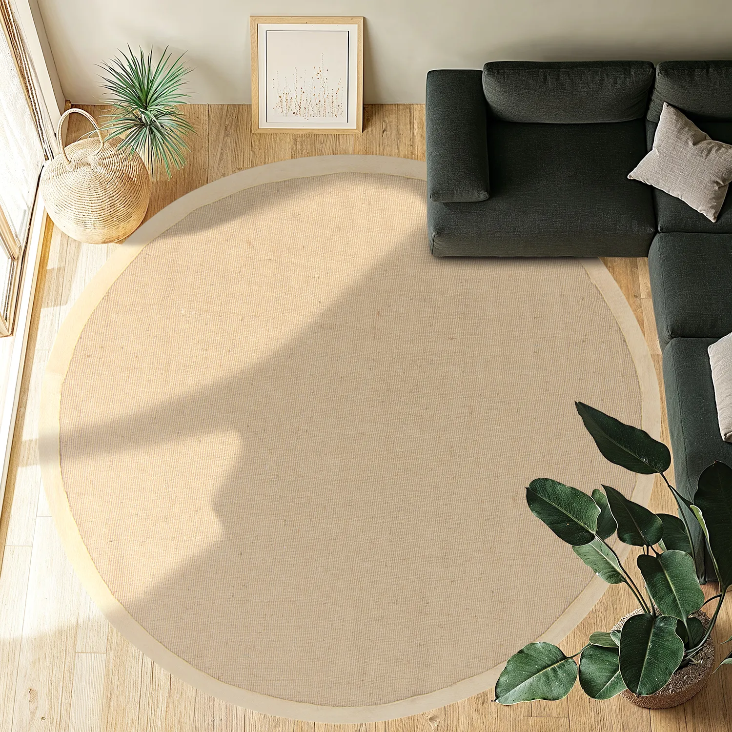 Round rug (sisal) - Agave (beige/beige)