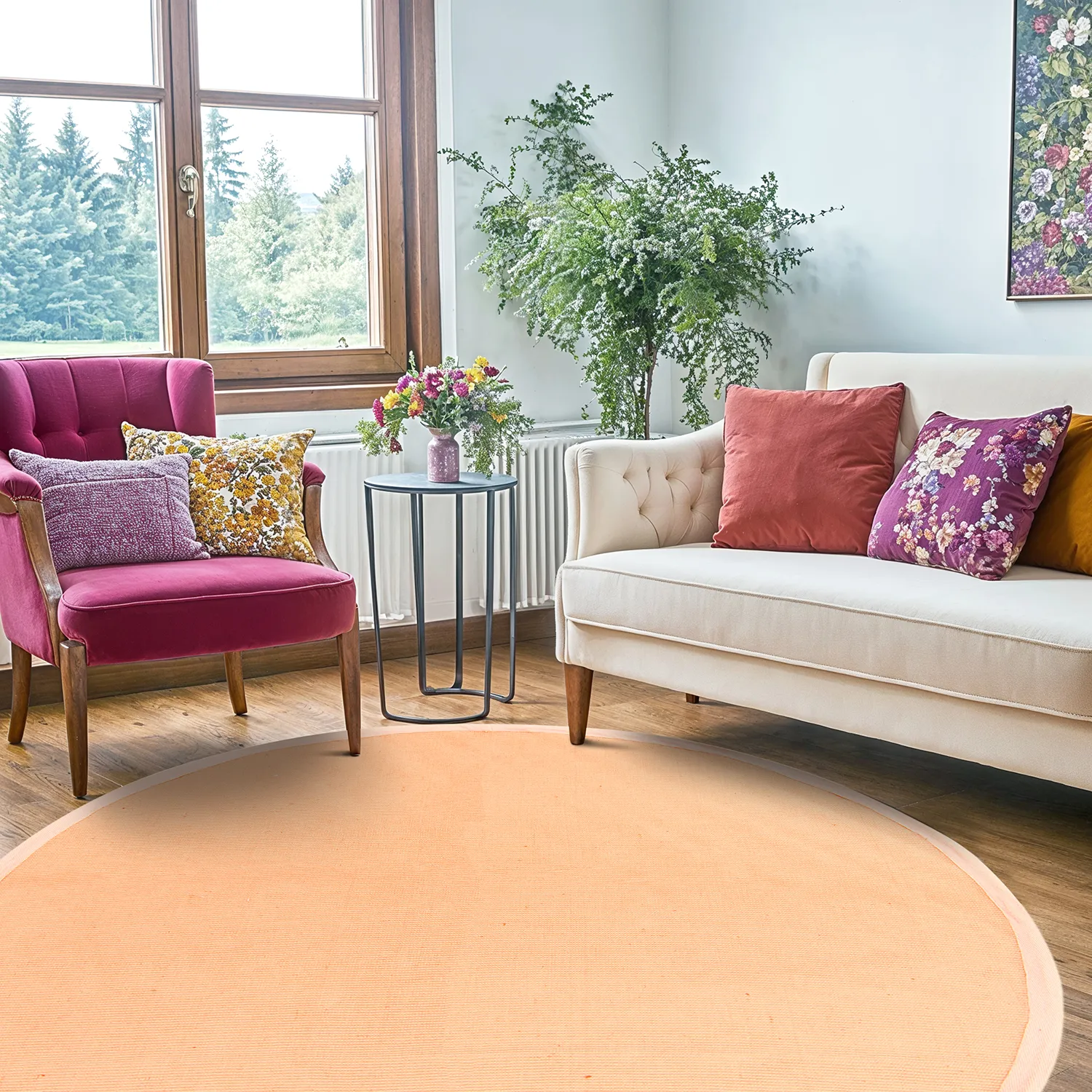 Round rug (sisal) - Agave (apricot)