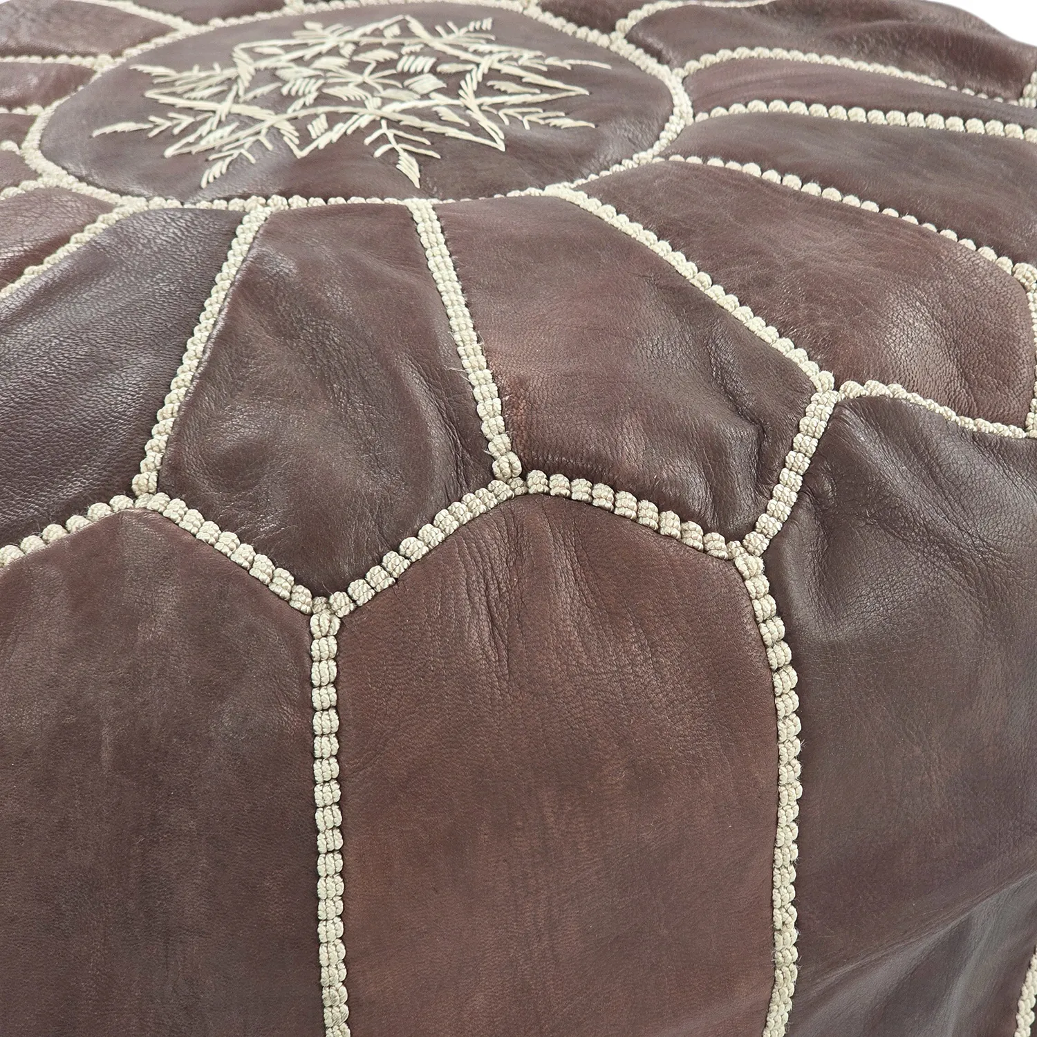 Pouf - Moroccan leather pouf (dark brown)