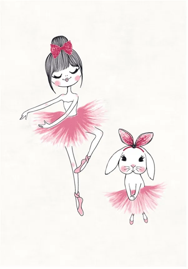 Childrens rugs - Dancing ballerinas (pink)