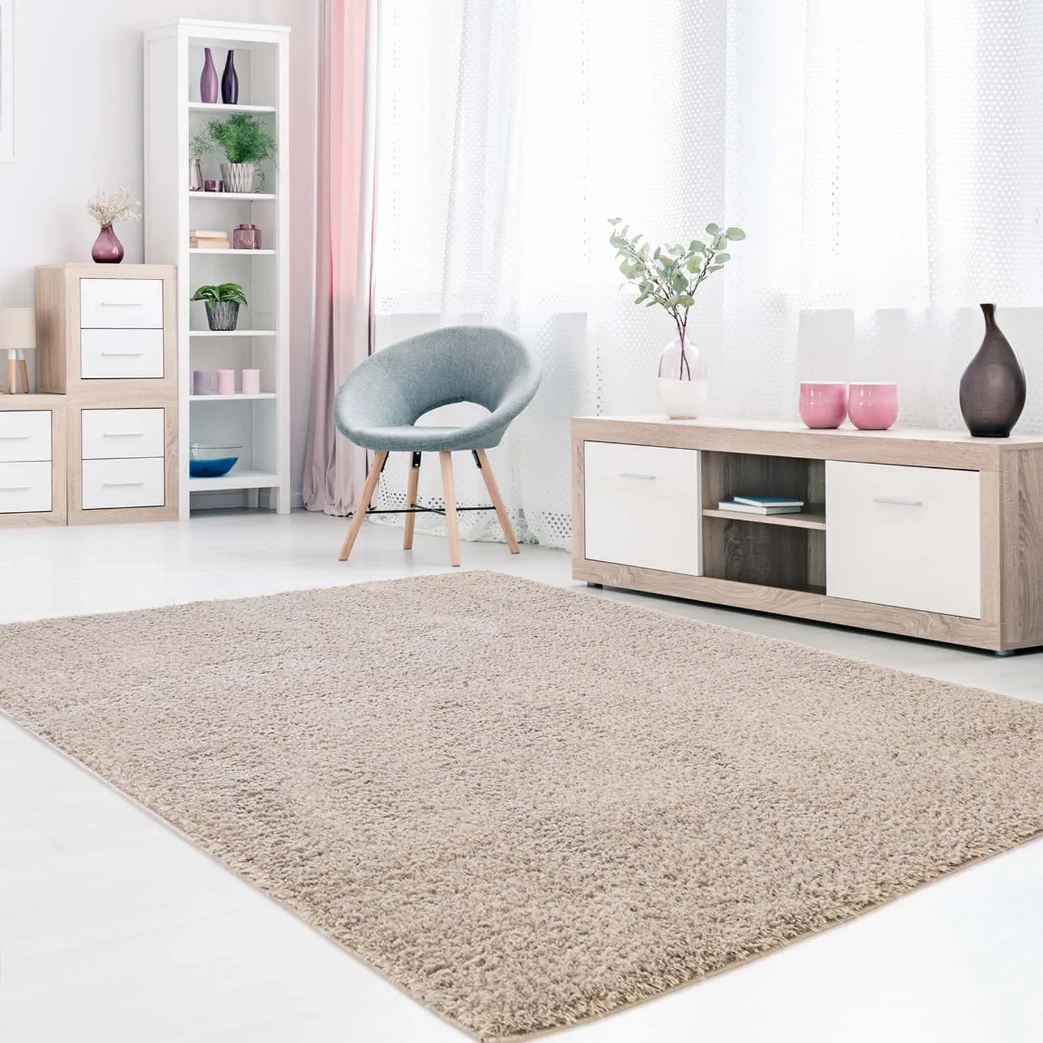Shaggy rugs - Soft Shine (beige)