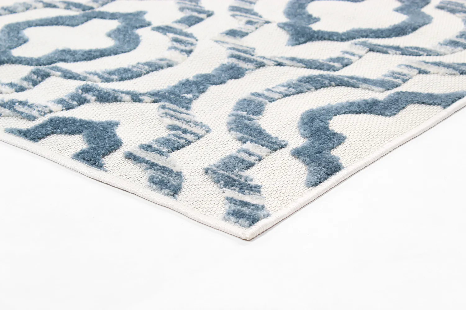Shaggy Indoor-Outdoor - Trenton (white/blue)