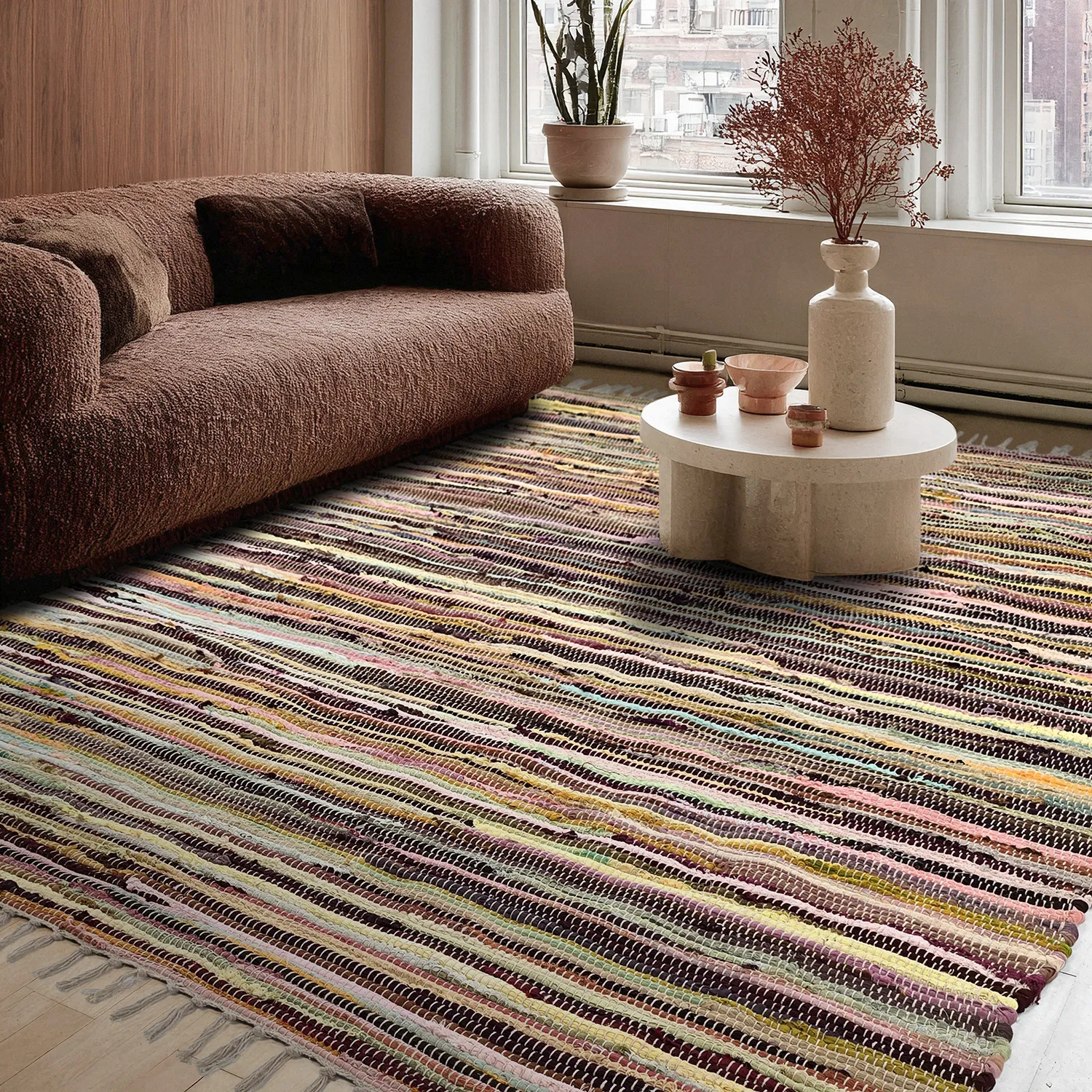 Rag rug - Happy (yellow/multi)
