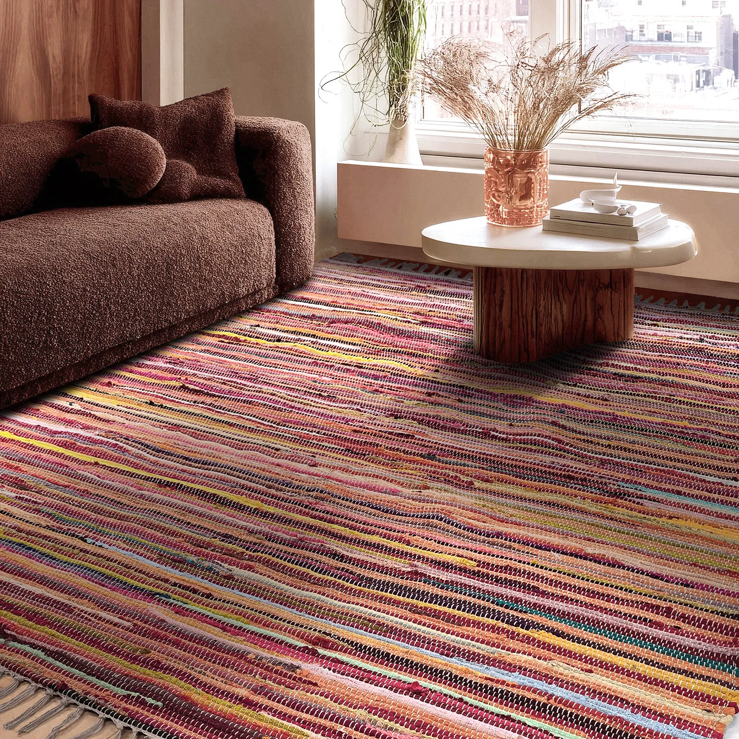 Rag rug - Happy (pink/multi)