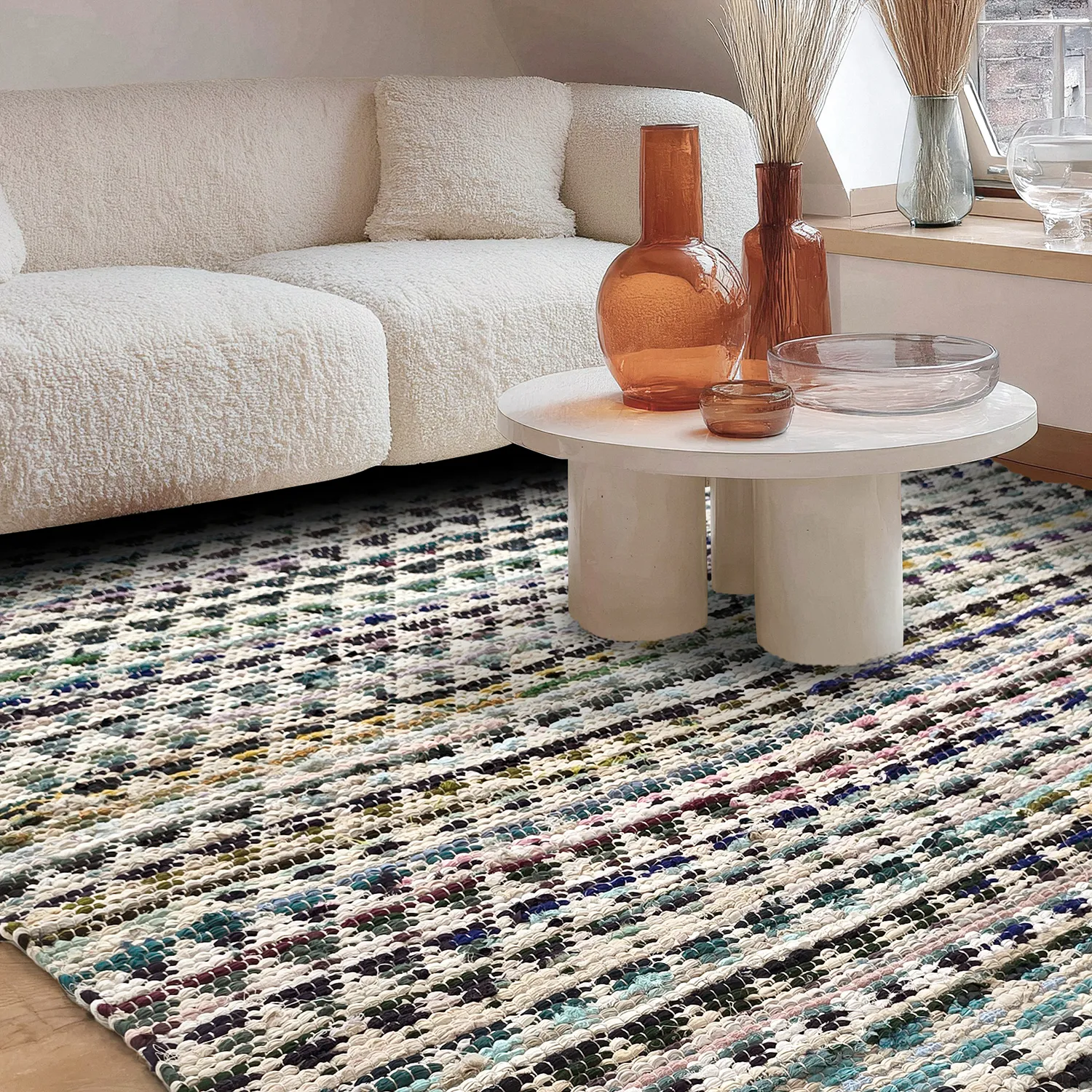 Rag rug - Lindby (blue/multi)