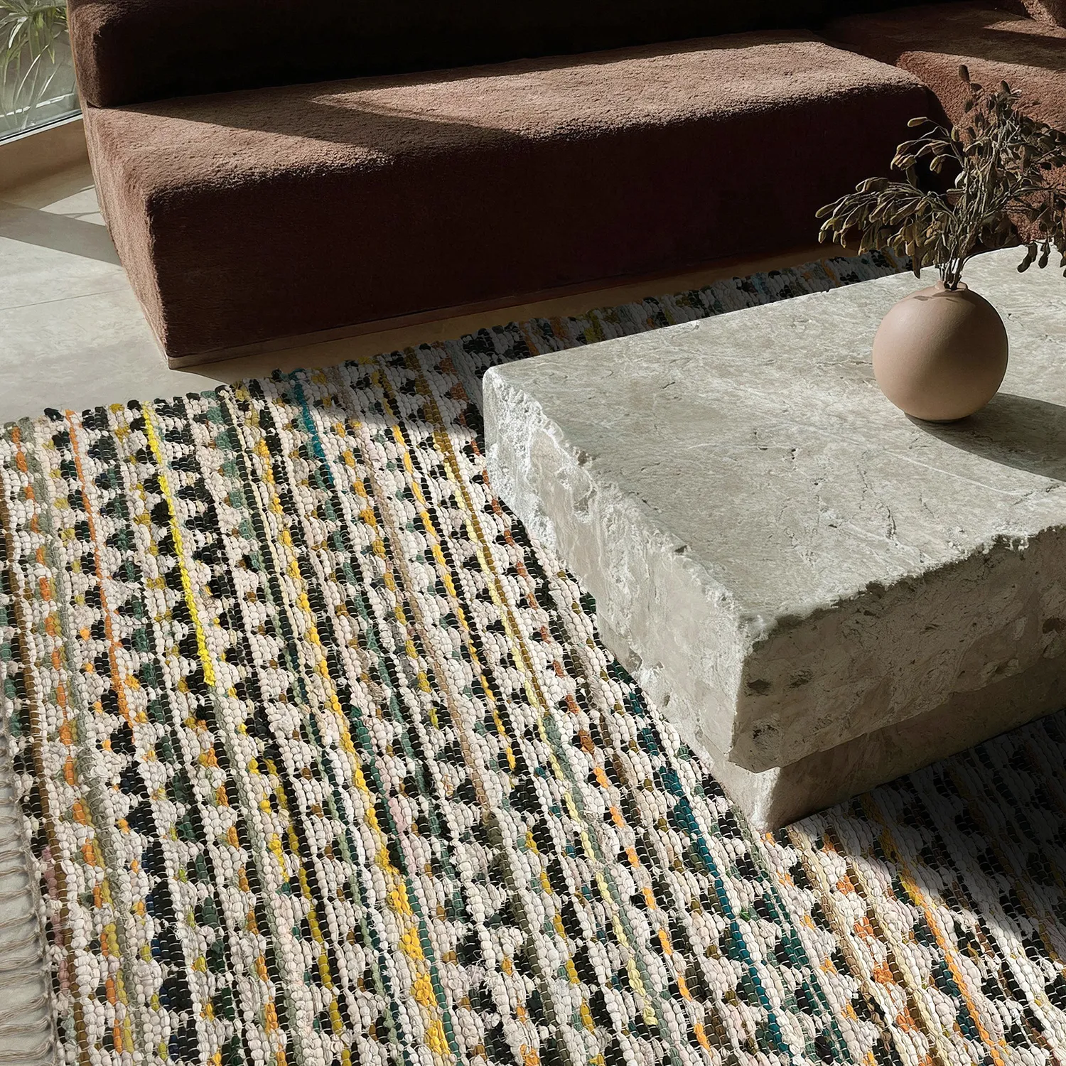 Rag rug - Lindby (yellow/multi)