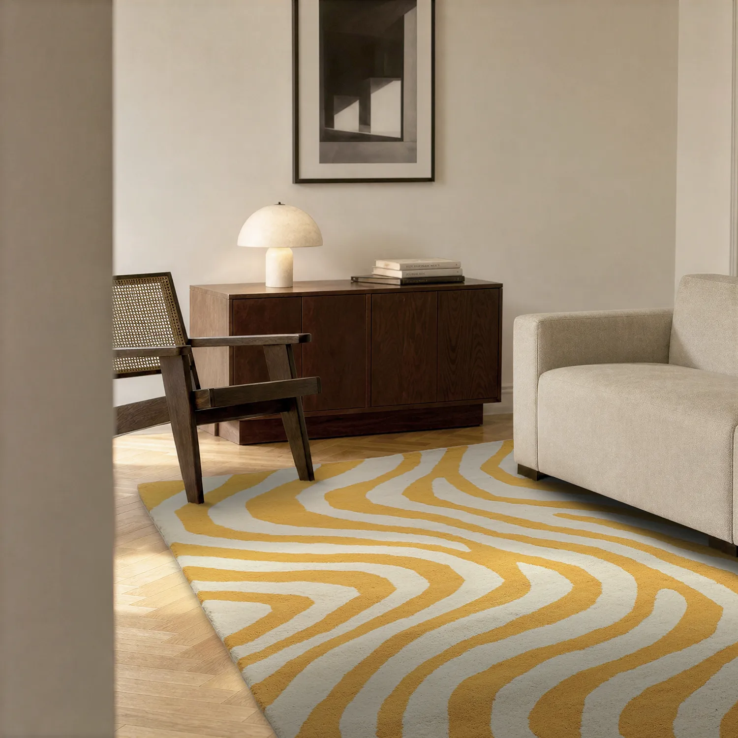 Wool rug - Aiz Hand Tufted Wool Premium (yellow)