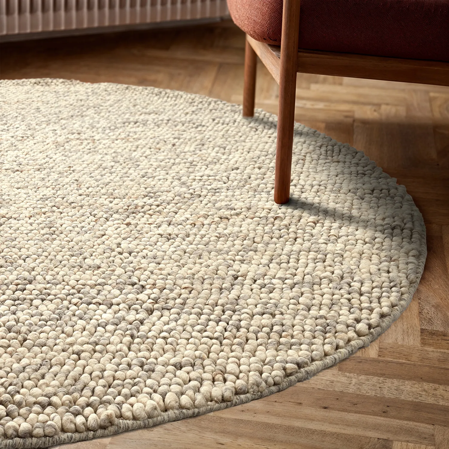 Round rug - Avafors Wool Bubble (grey/beige)