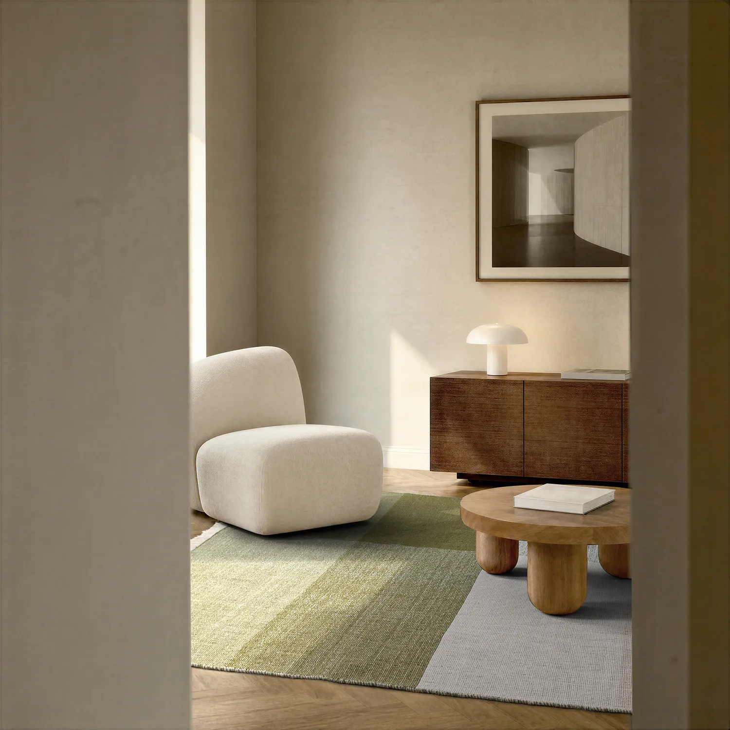 Wool rug - Chaves (green/beige)