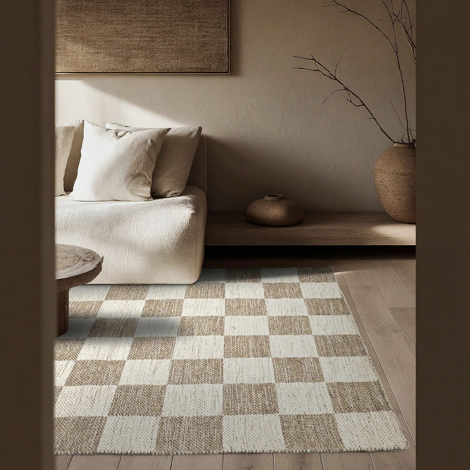Wool rug - Dundee (beige/white)
