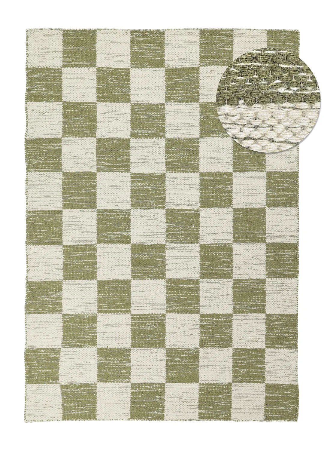 Wool rug - Dundee (green/white)