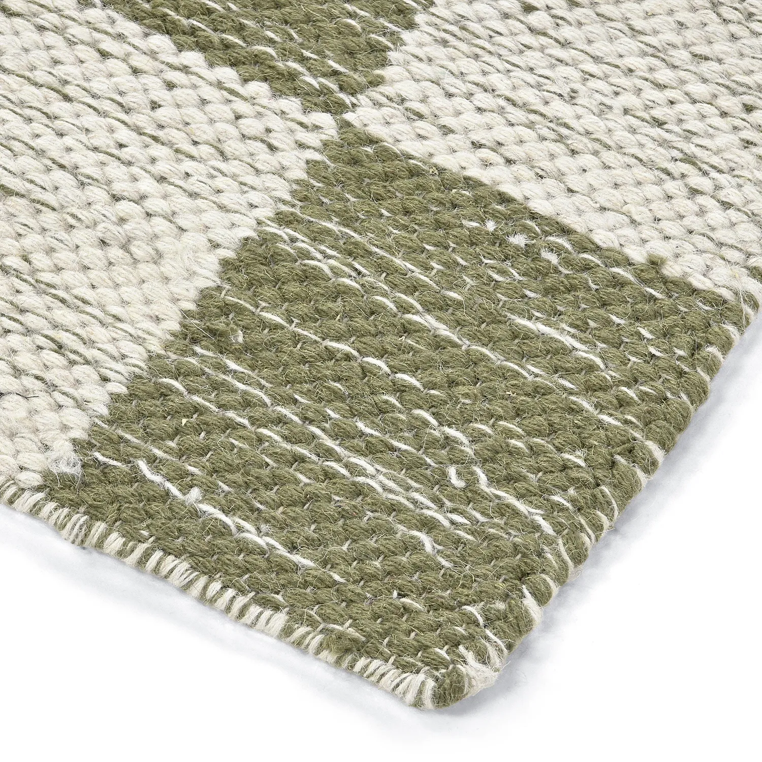 Wool rug - Dundee (green/white)