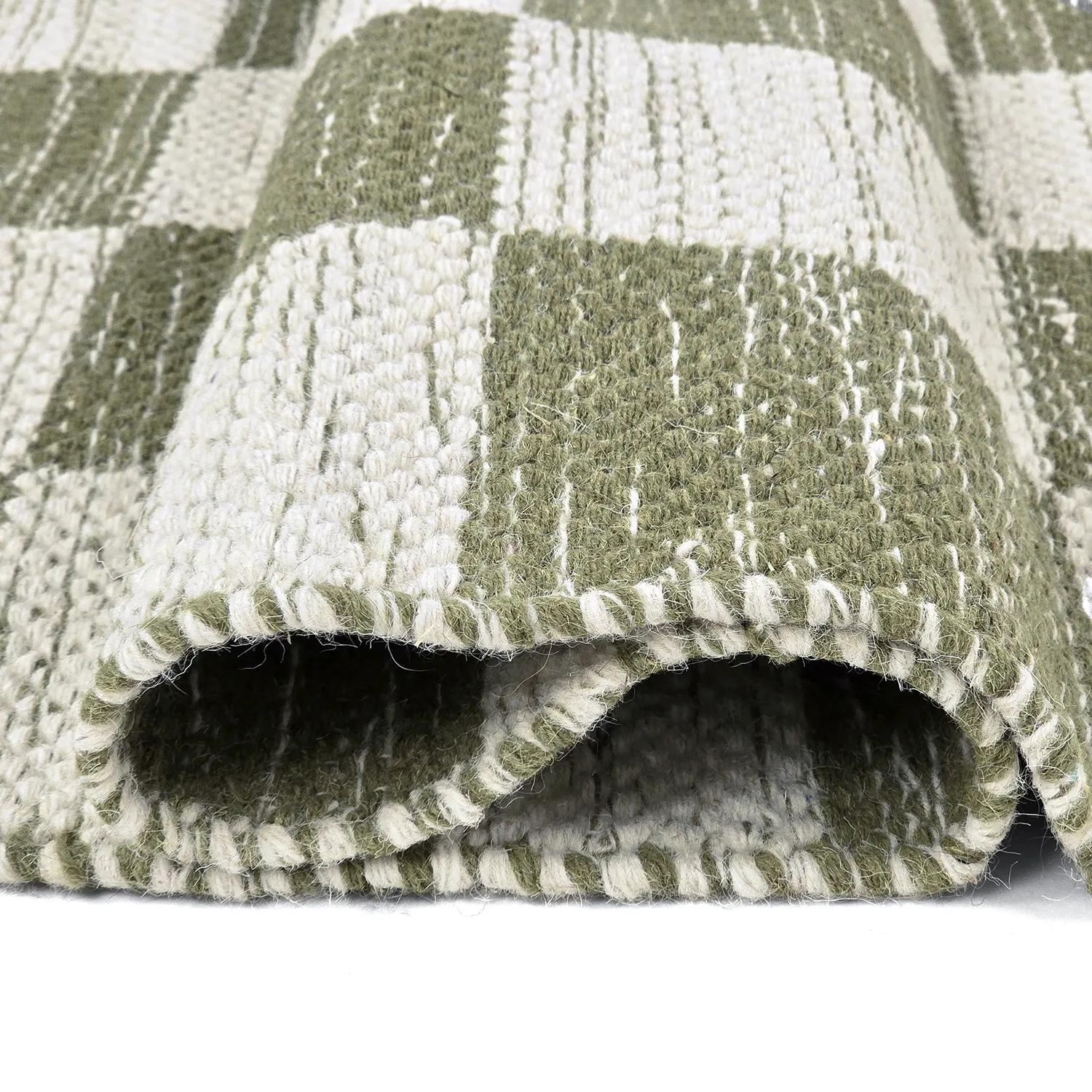 Wool rug - Dundee (green/white)