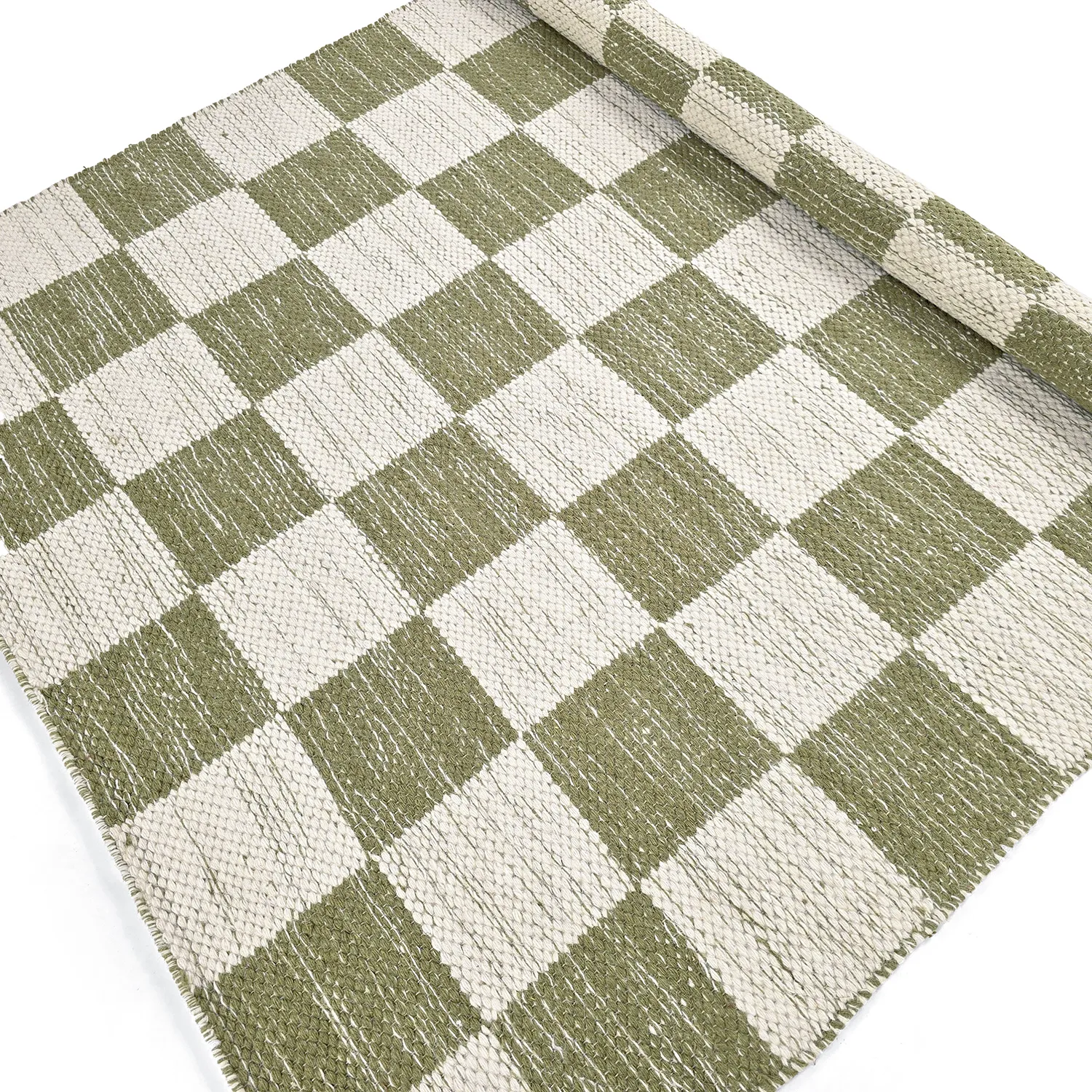 Wool rug - Dundee (green/white)
