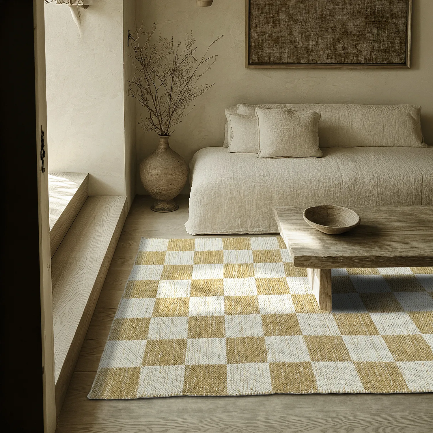 Wool rug - Dundee (yellow/white)
