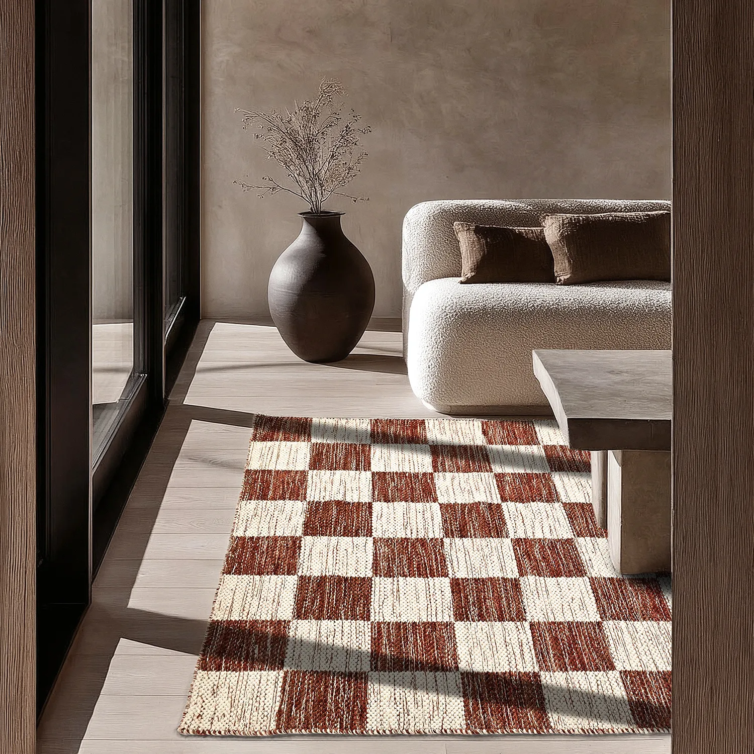 Wool rug - Dundee (red/white)