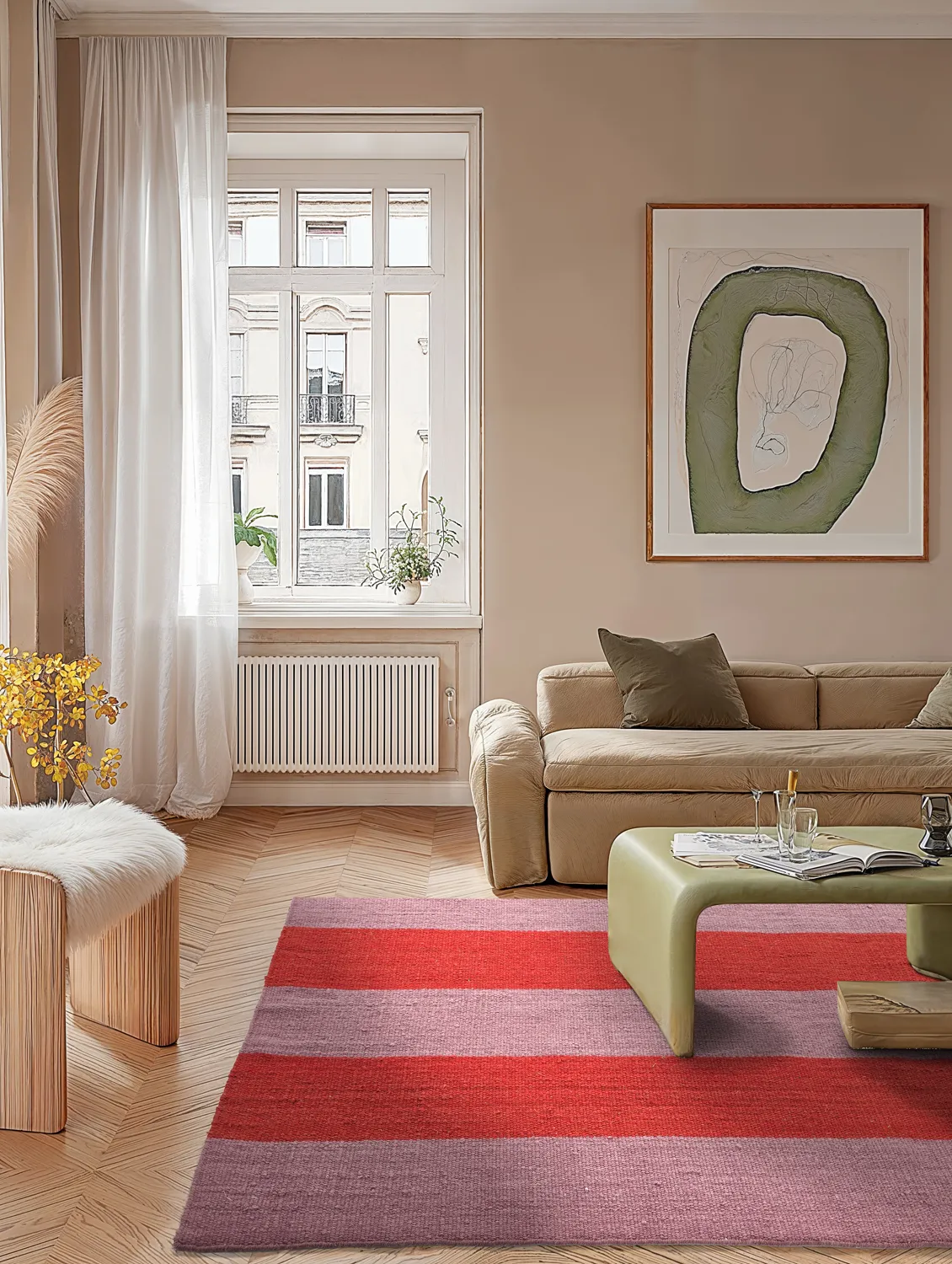 Wool rug - Garine (pink/red)