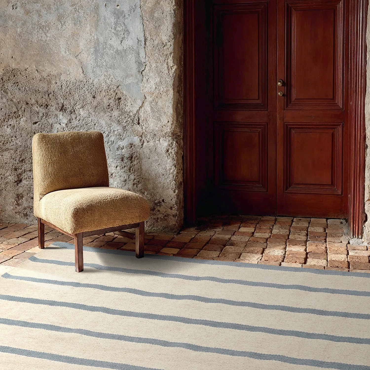 Wool rug - Luton (faded denim/white)