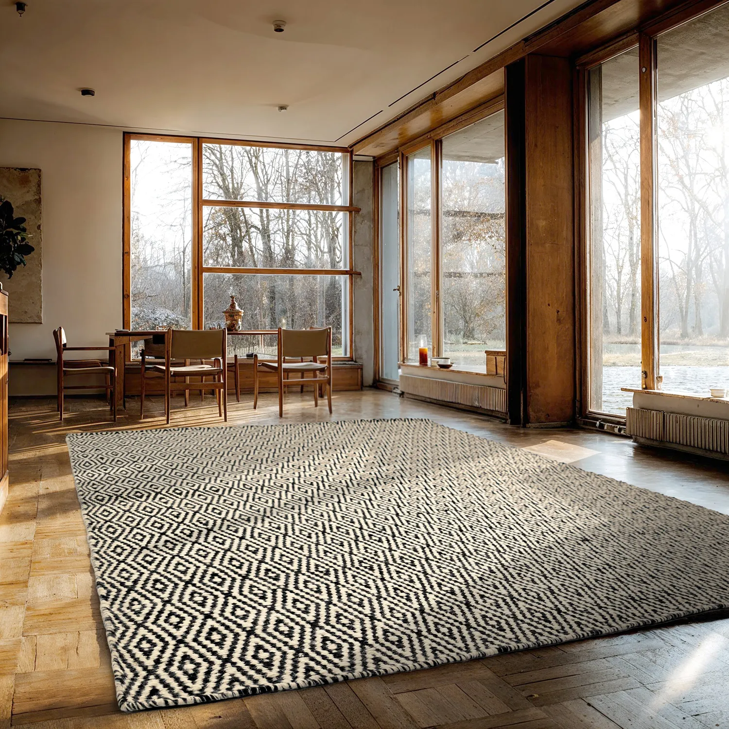 Wool rug - Monastir (black/white)