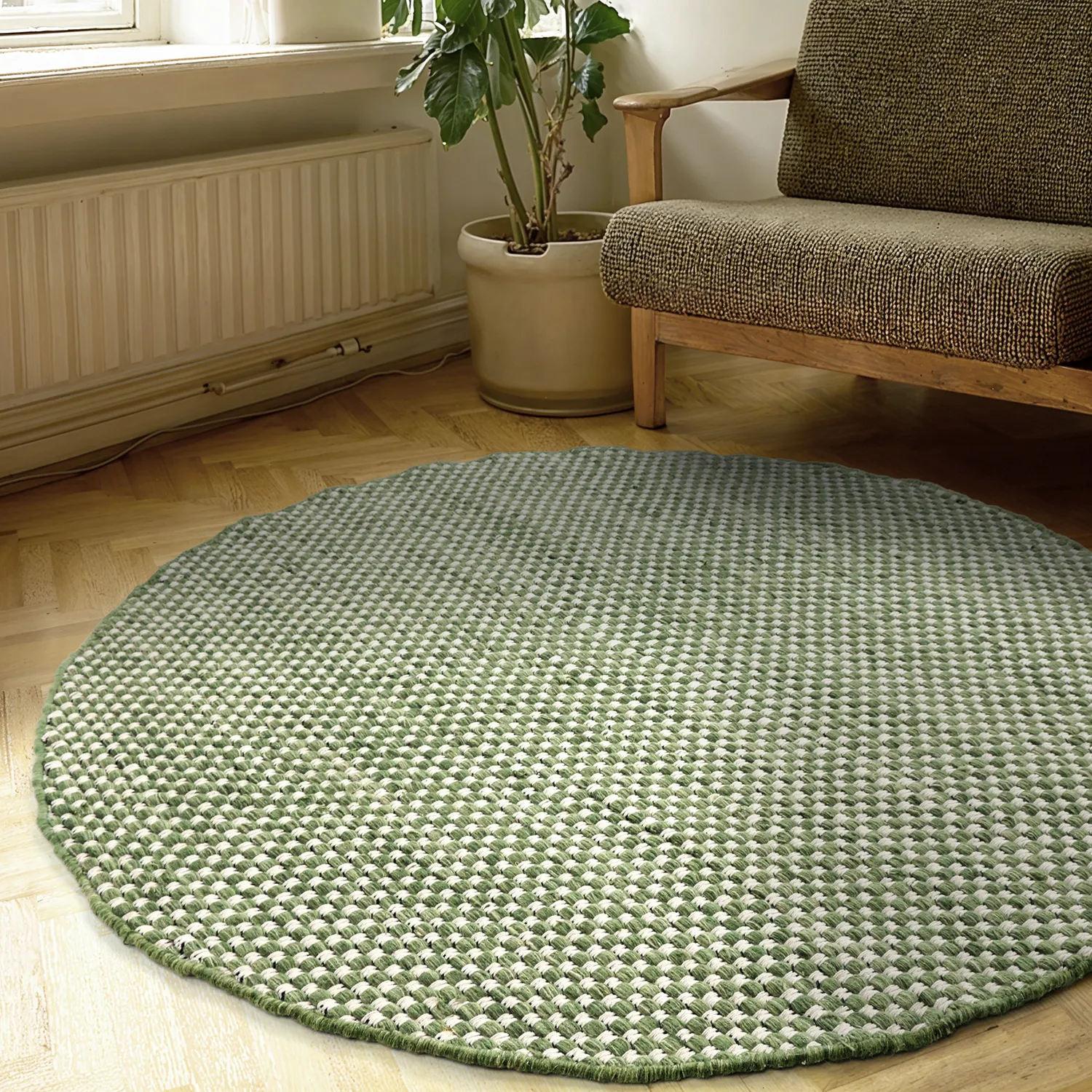 Round rug - Ovelia (green/white)
