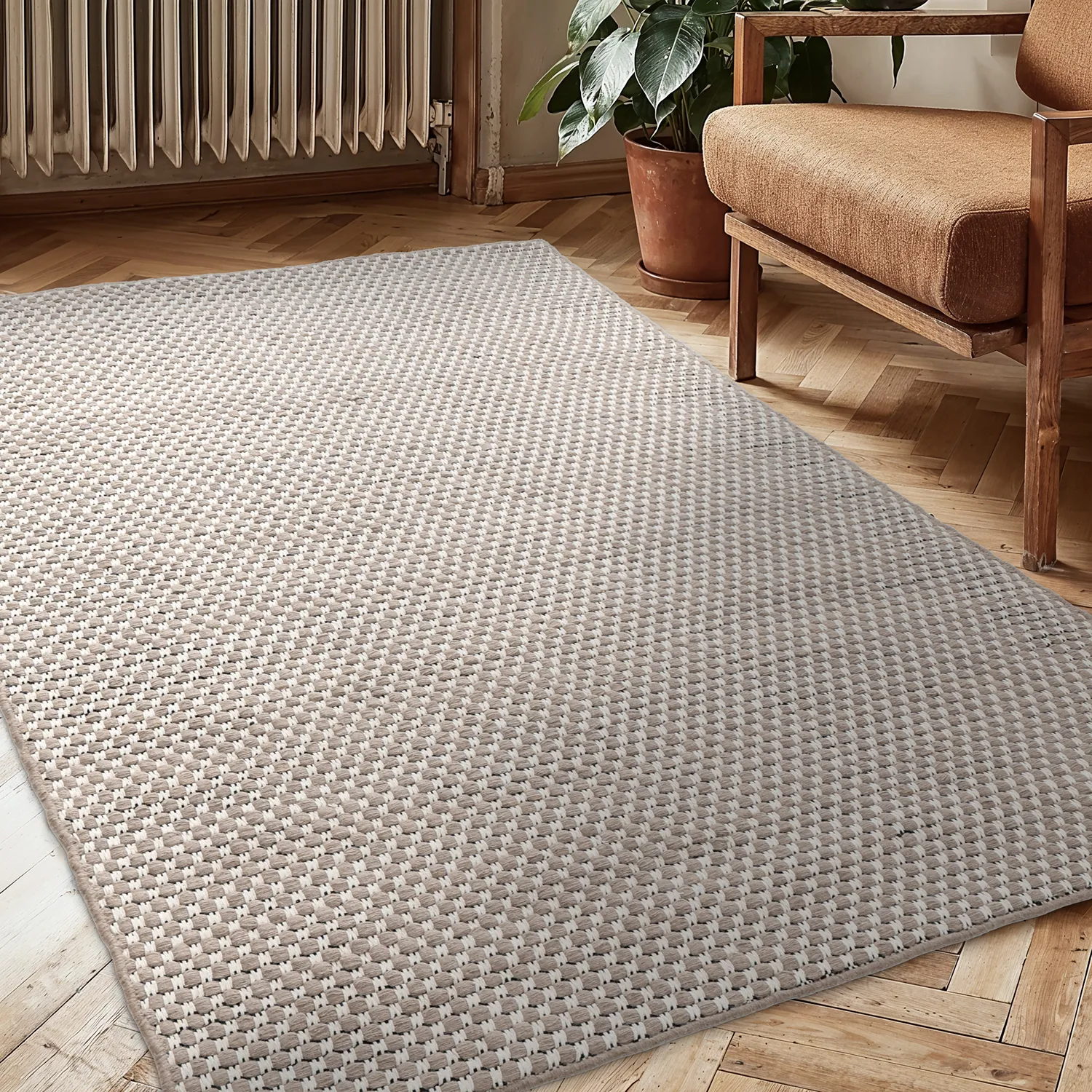 Wool rug - Ovelia (taupe/white)