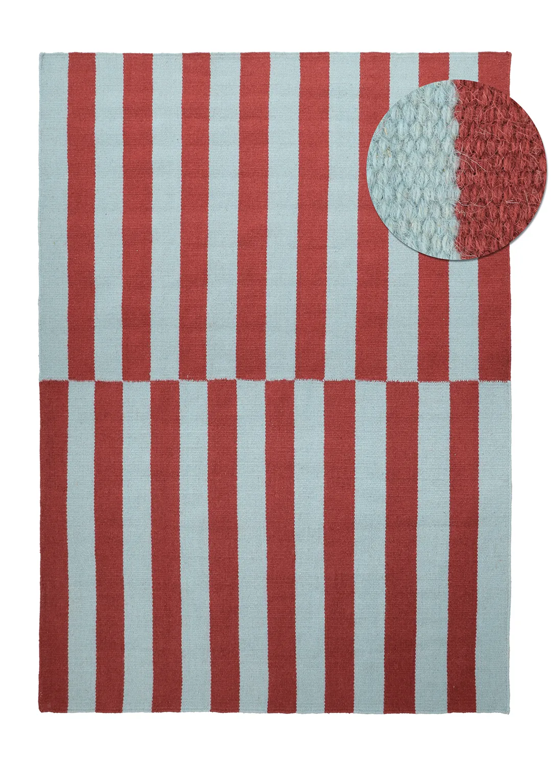 Wool rug - Peniche (light blue/red)