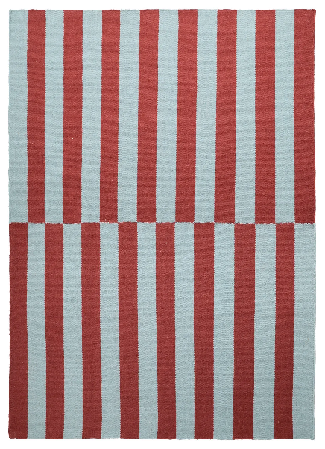 Wool rug - Peniche (light blue/red)