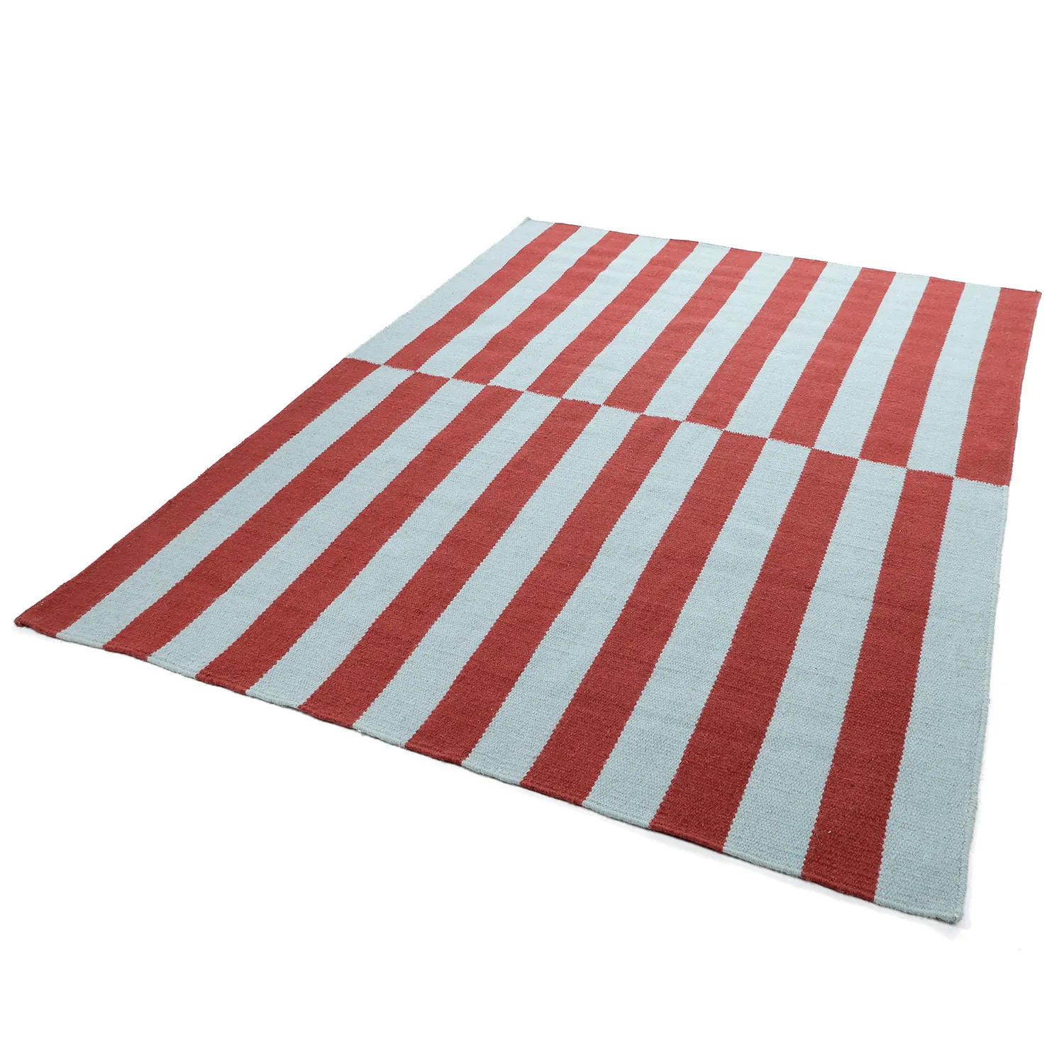 Wool rug - Peniche (light blue/red)