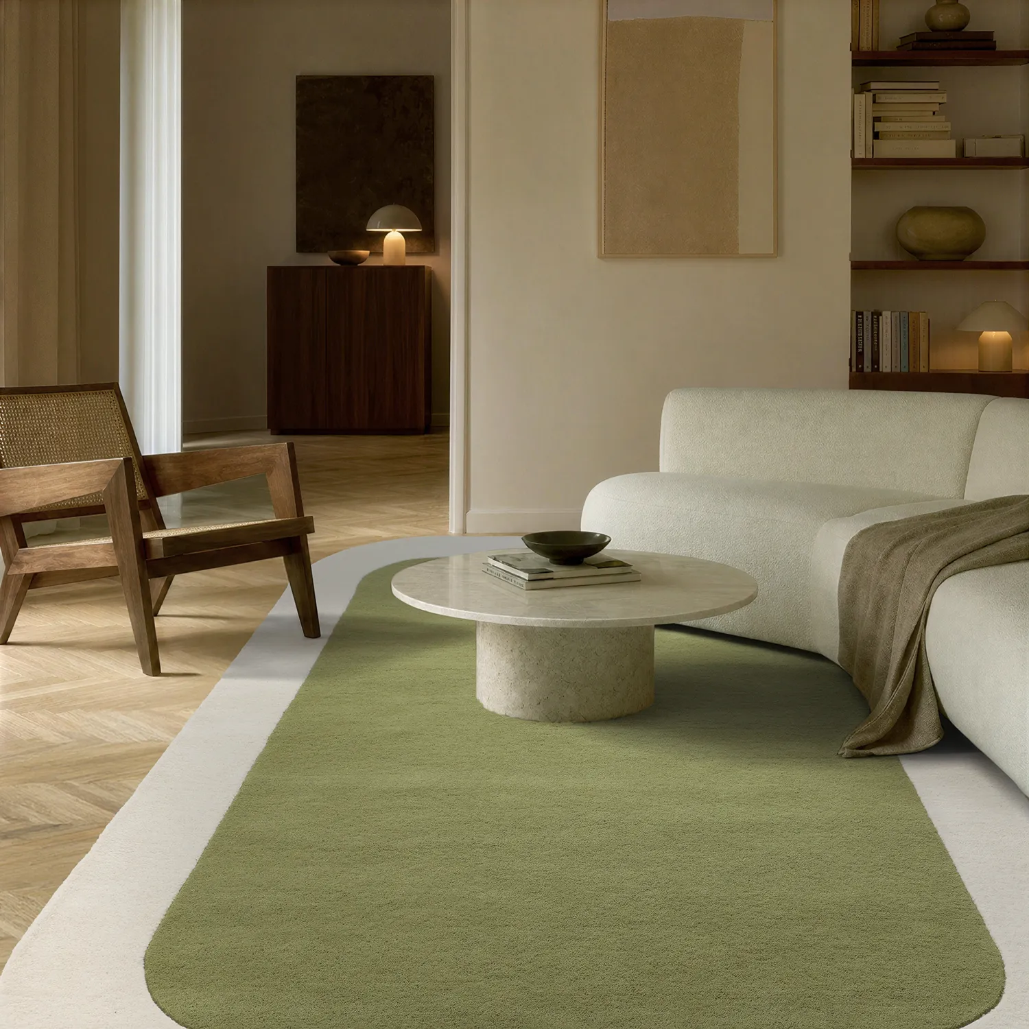 Wool rug - Puri Hand Tufted Wool Premium (green/cream)