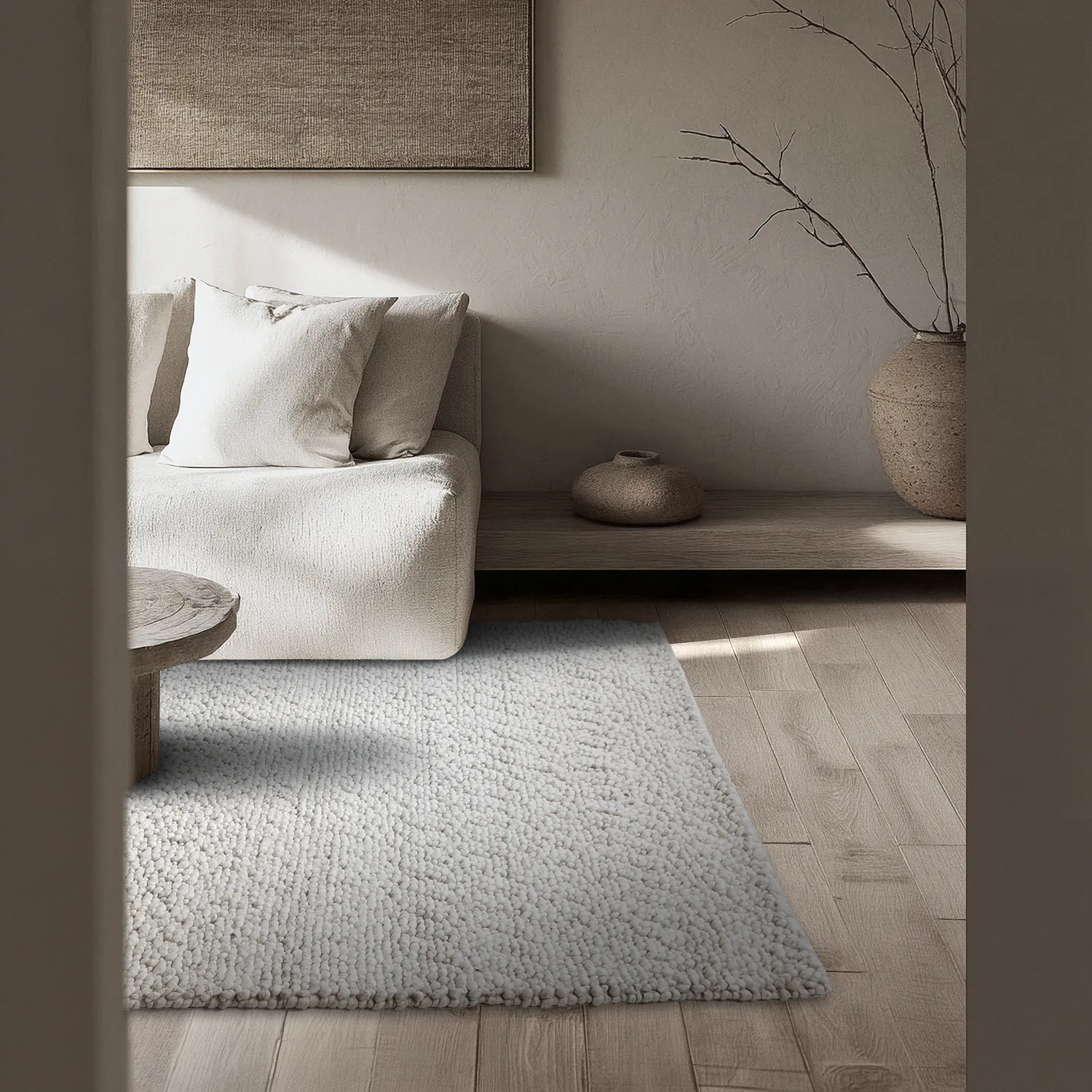 Wool rug - Sala Irregular Wool Bubble (light grey melange)