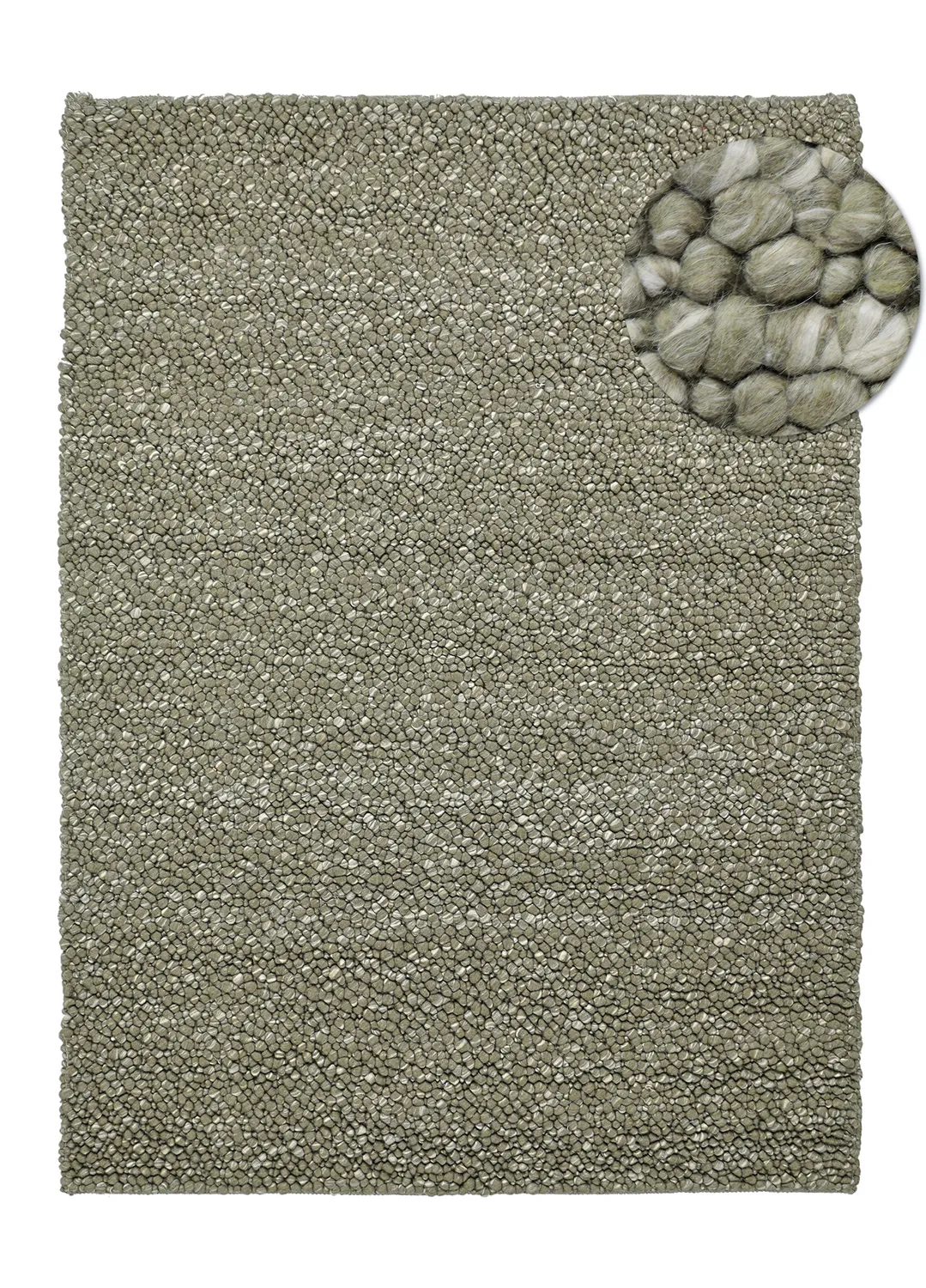 Wool rug - Sala Irregular Wool Bubble (moss green/white melange)