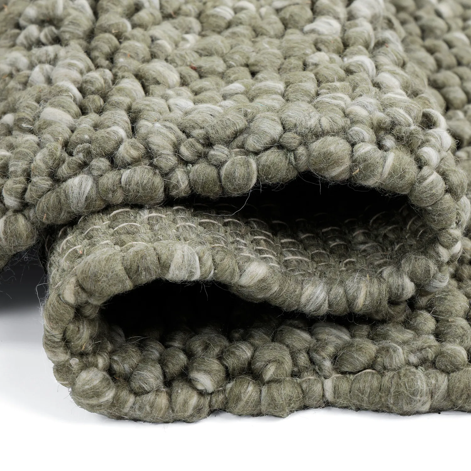 Wool rug - Sala Irregular Wool Bubble (moss green/white melange)