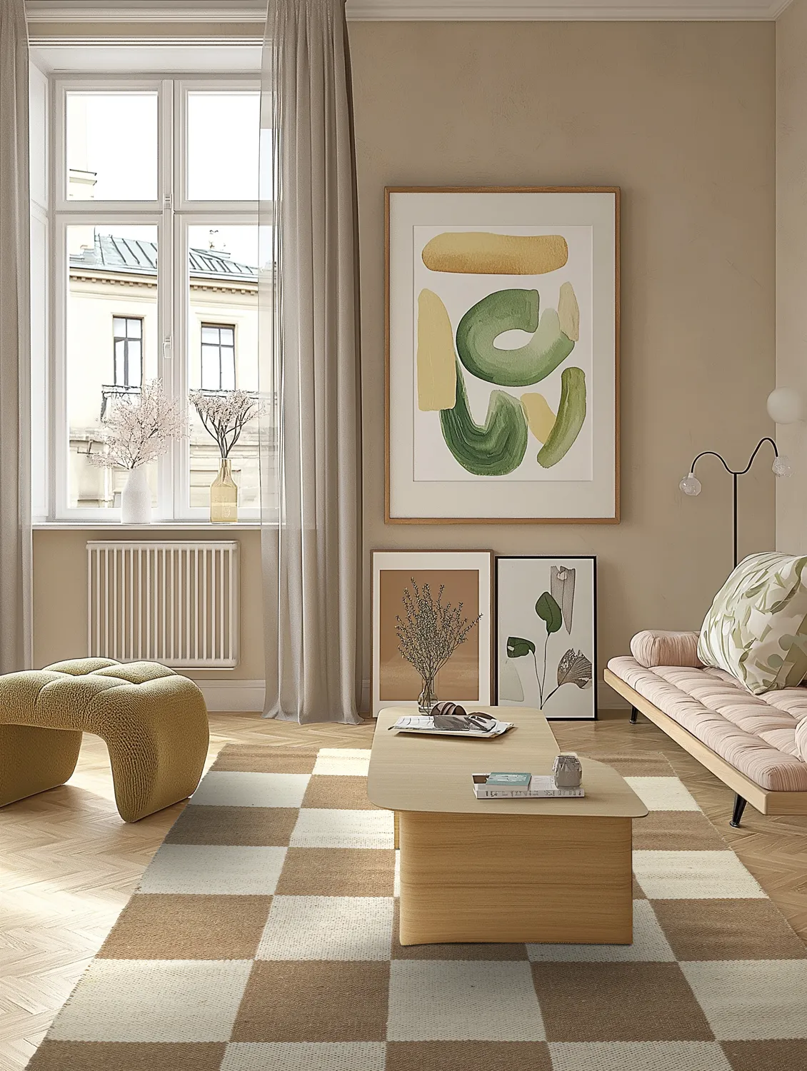 Wool rug - Scacco (brown/beige)
