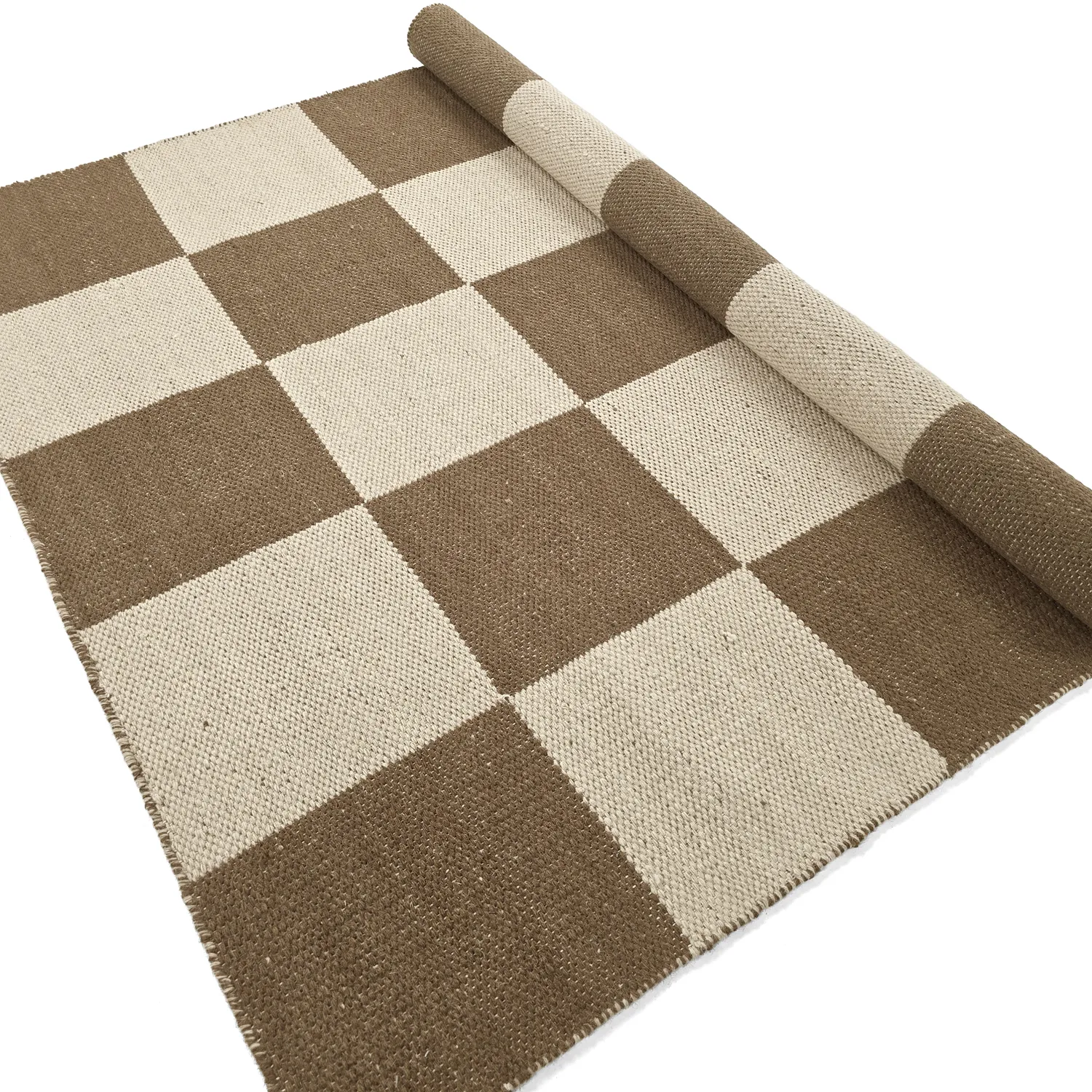 Wool rug - Scacco (brown/beige)