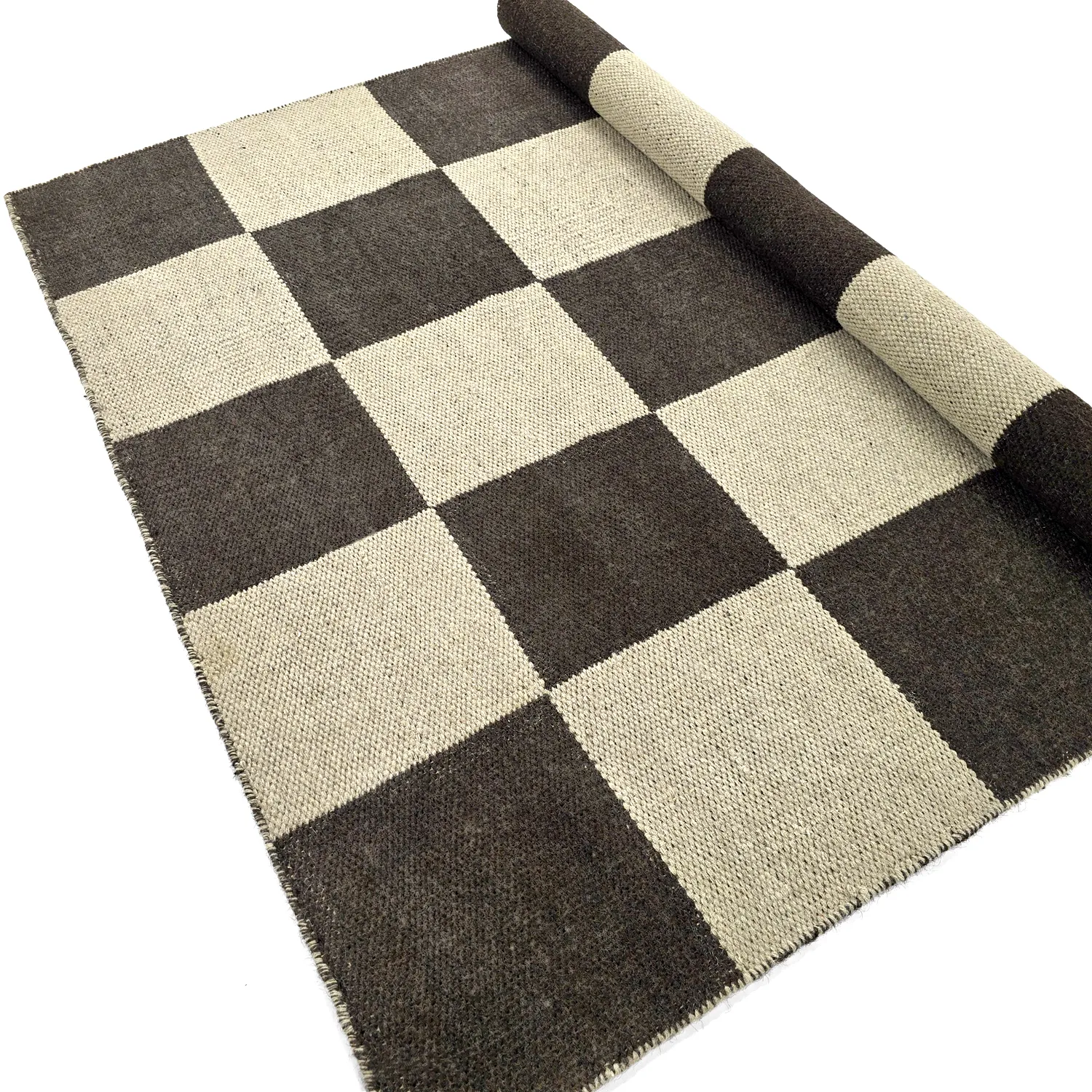 Wool rug - Scacco (black/beige)