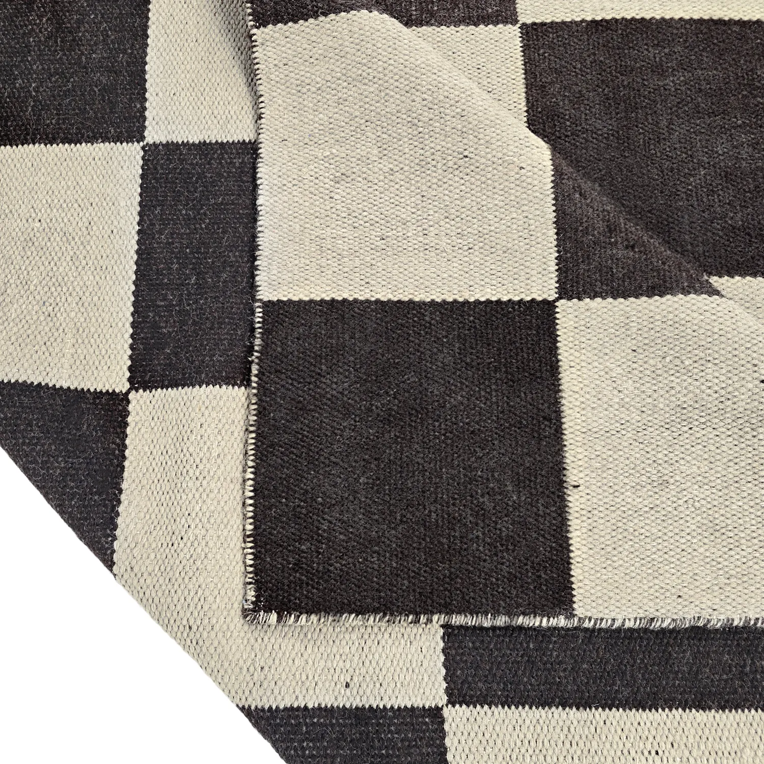 Wool rug - Scacco (black/beige)