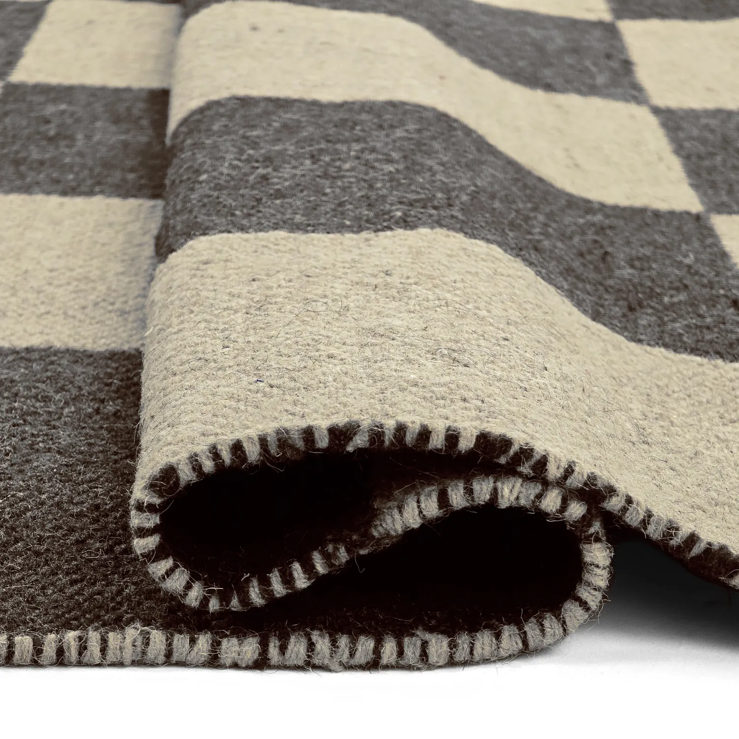 Wool rug - Scacco (black/beige)