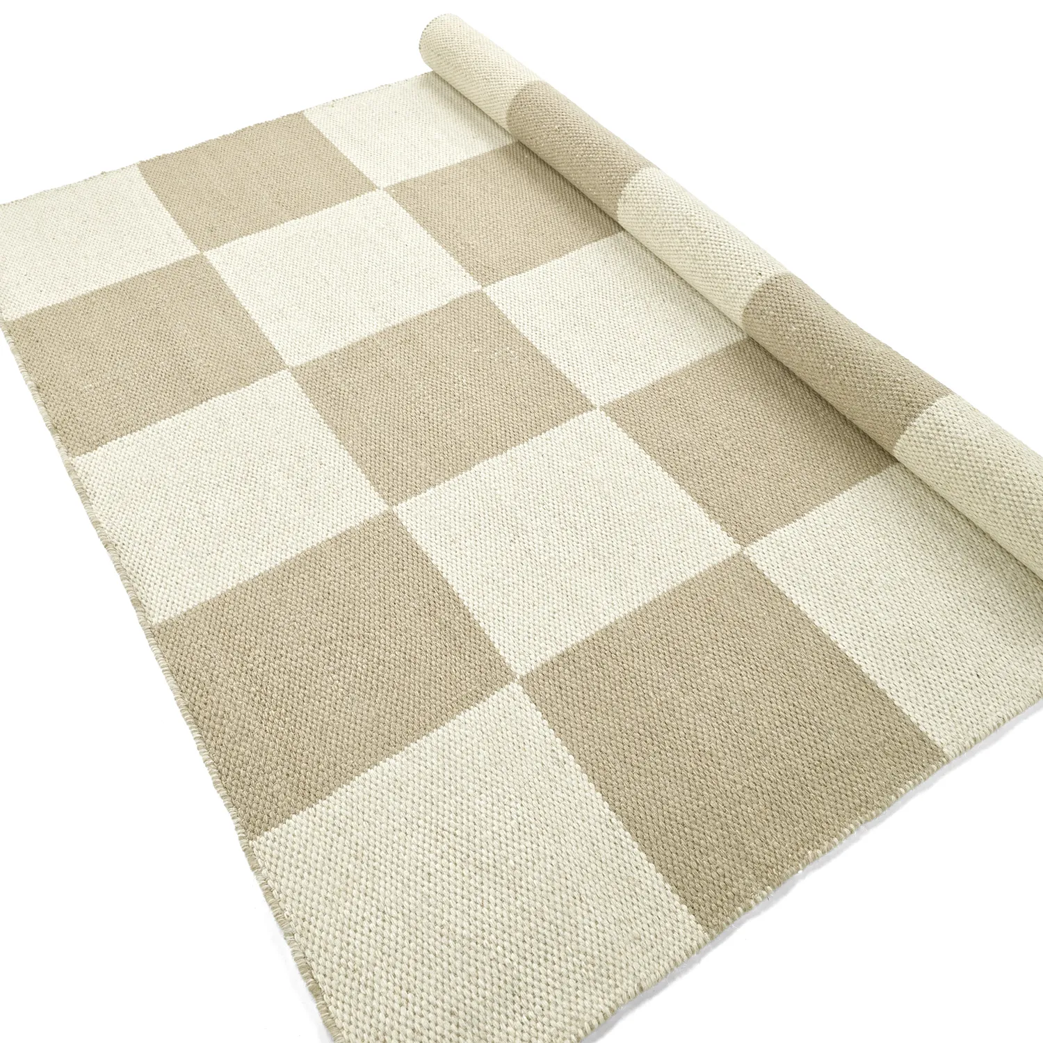 Wool rug - Scacco (white/beige)