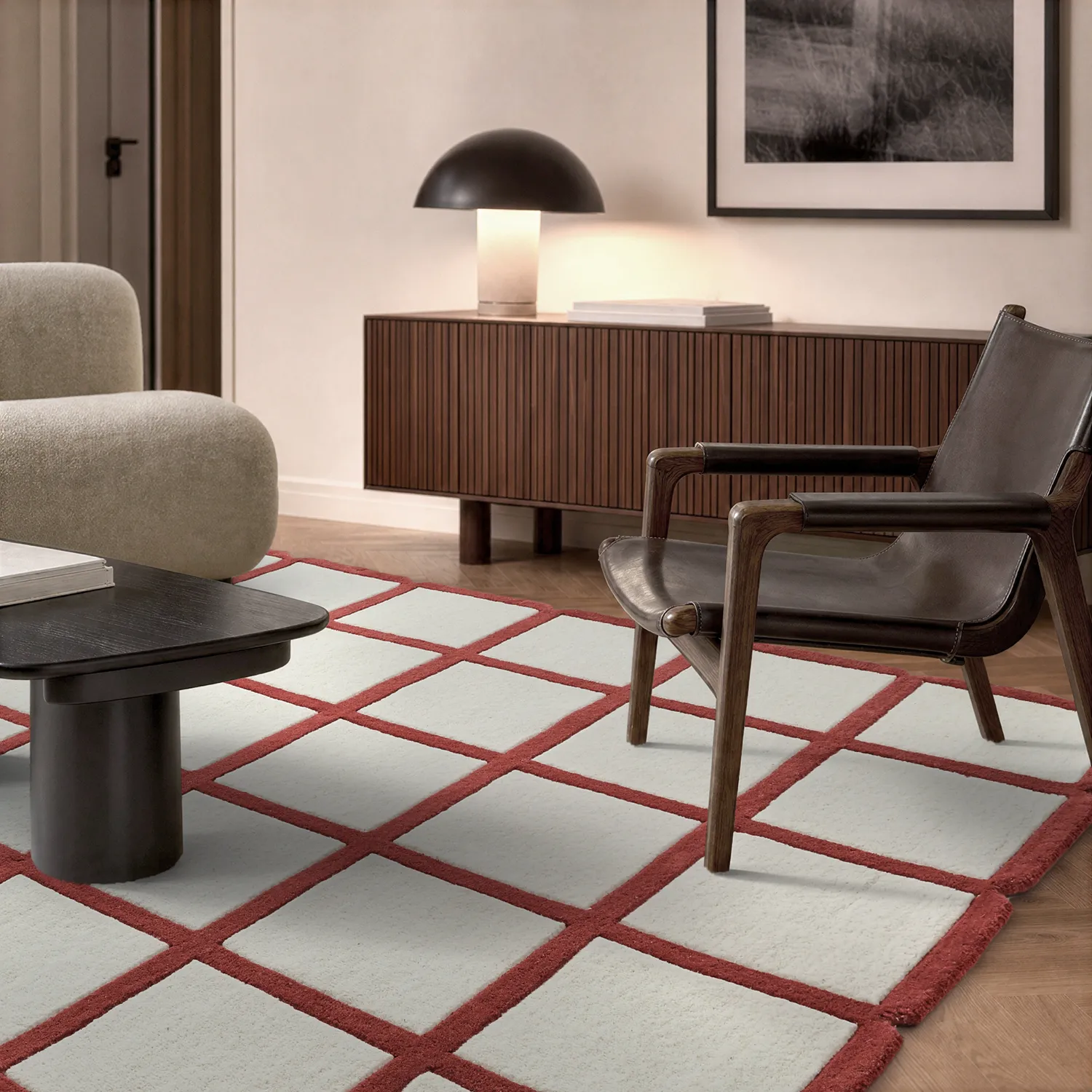 Wool rug - Syl Hand Tufted Wool Premium (red/white)