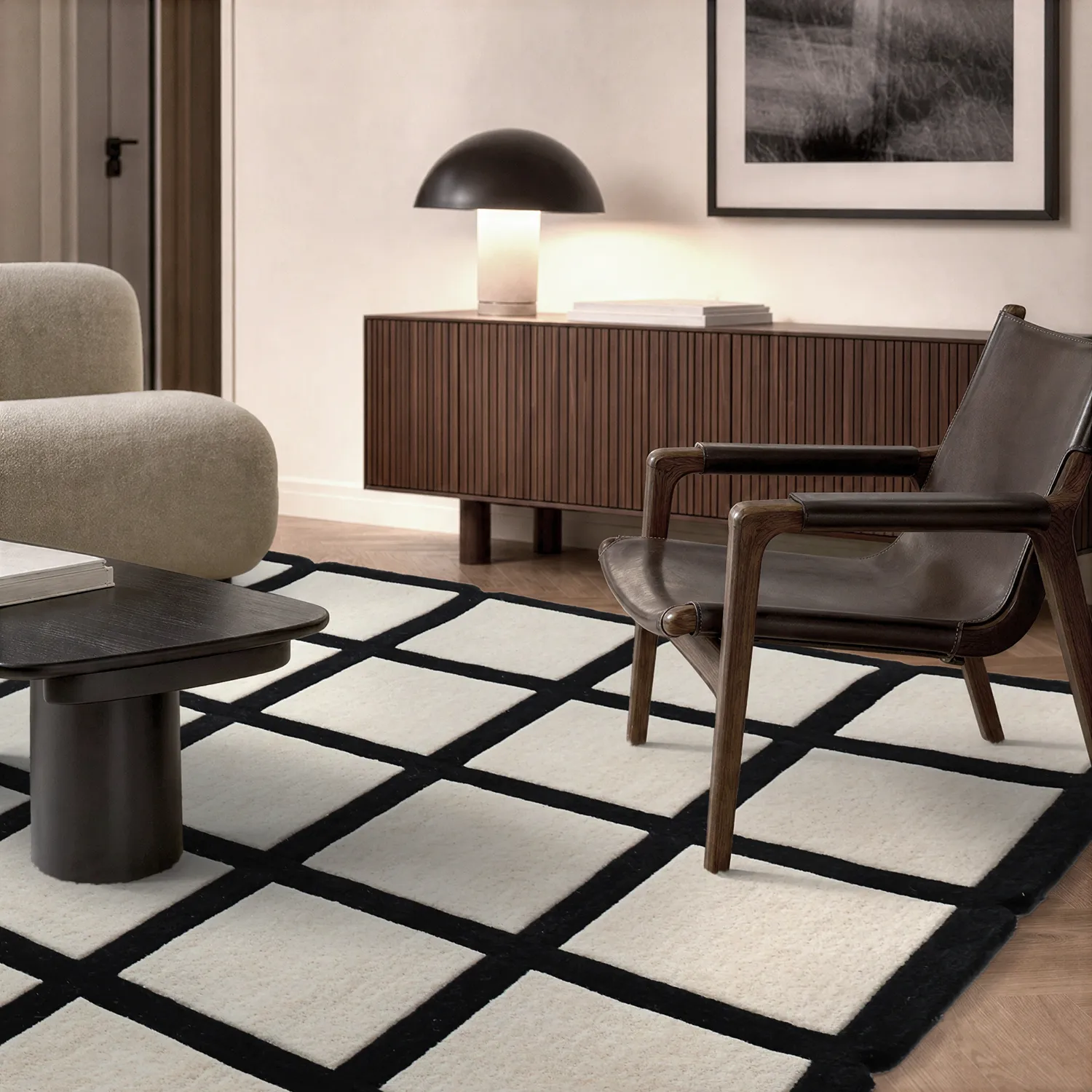Wool rug - Syl Hand Tufted Wool Premium (black/white)