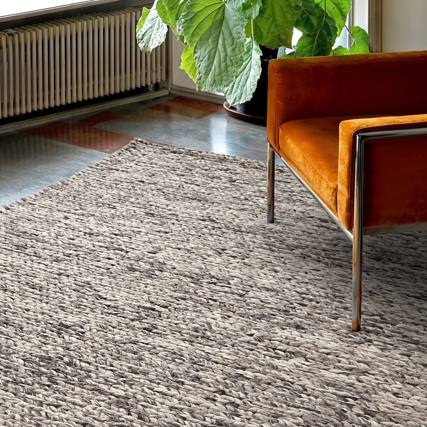 Wool rug - Talvia Braided Wool (dark grey)