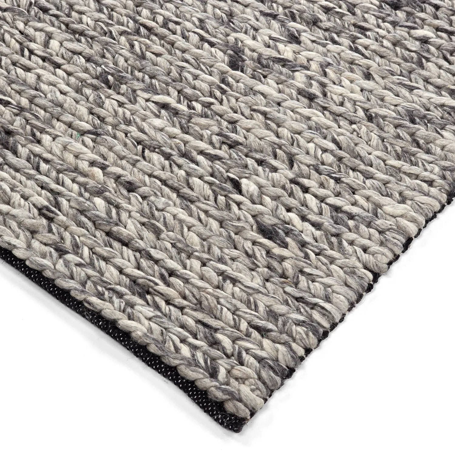Wool rug - Talvia Braided Wool (dark grey)