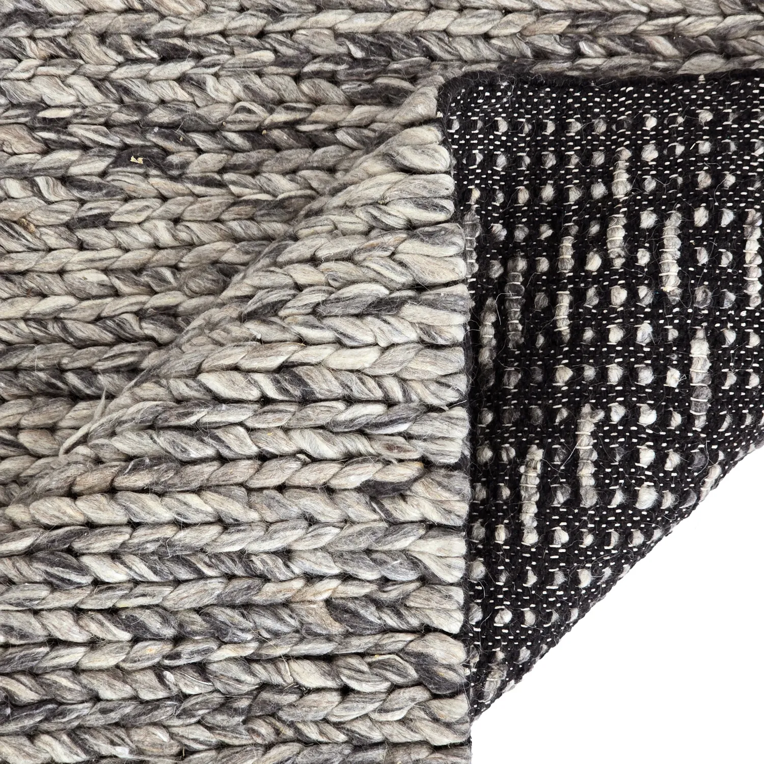Wool rug - Talvia Braided Wool (dark grey)