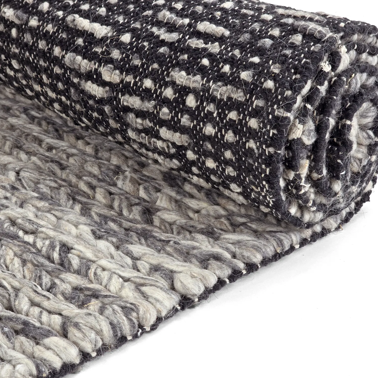 Wool rug - Talvia Braided Wool (dark grey)