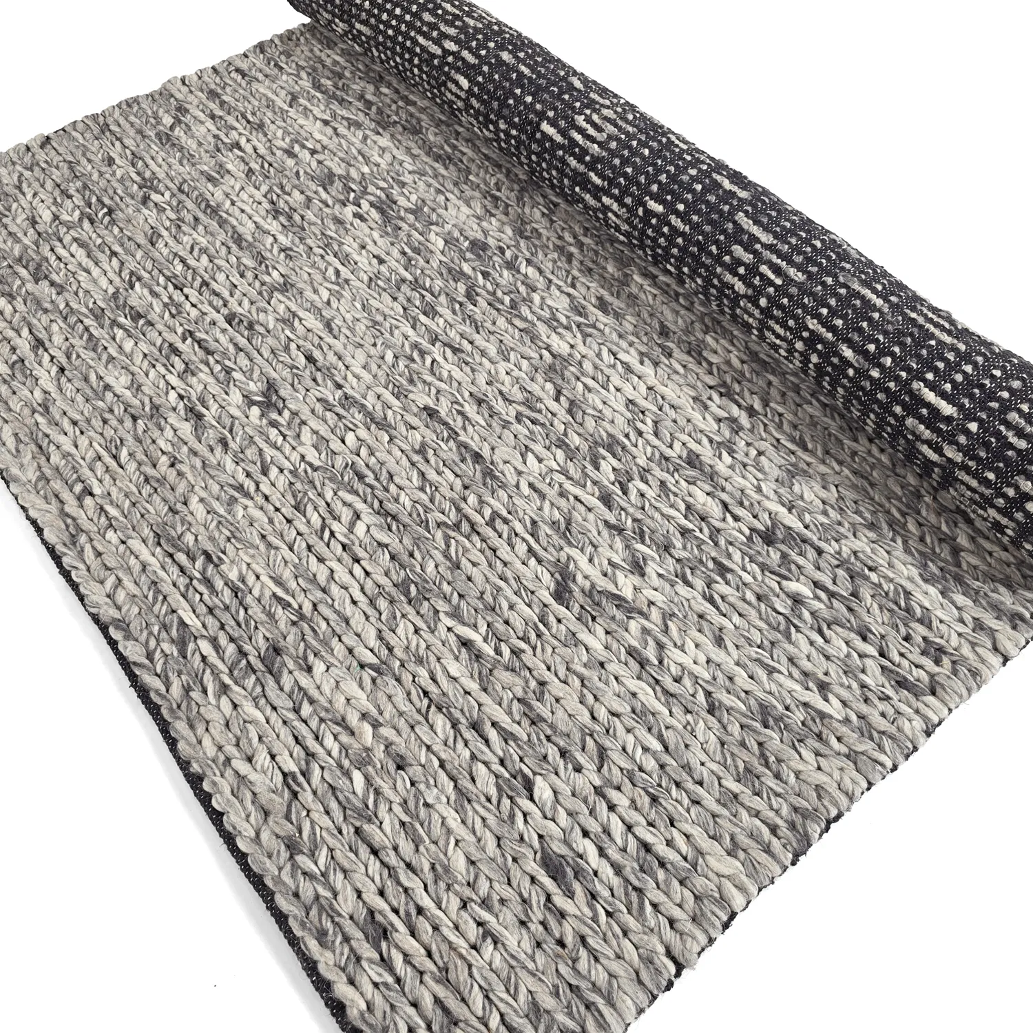 Wool rug - Talvia Braided Wool (dark grey)