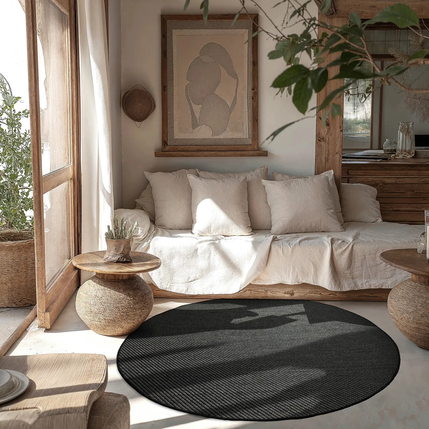Round rug - Indoor/Outdoor Bennett (black)