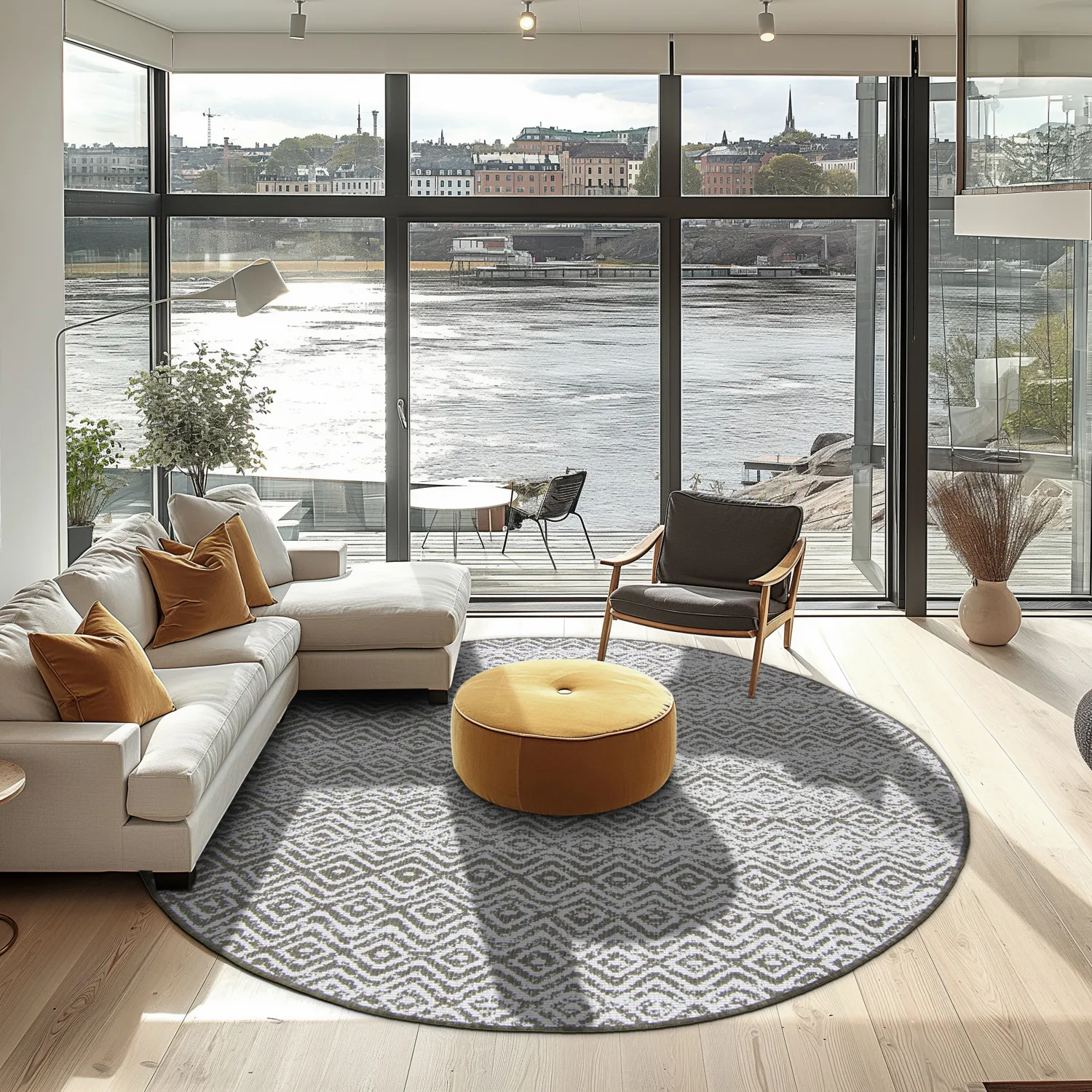 Round rug - Harstad (brown)